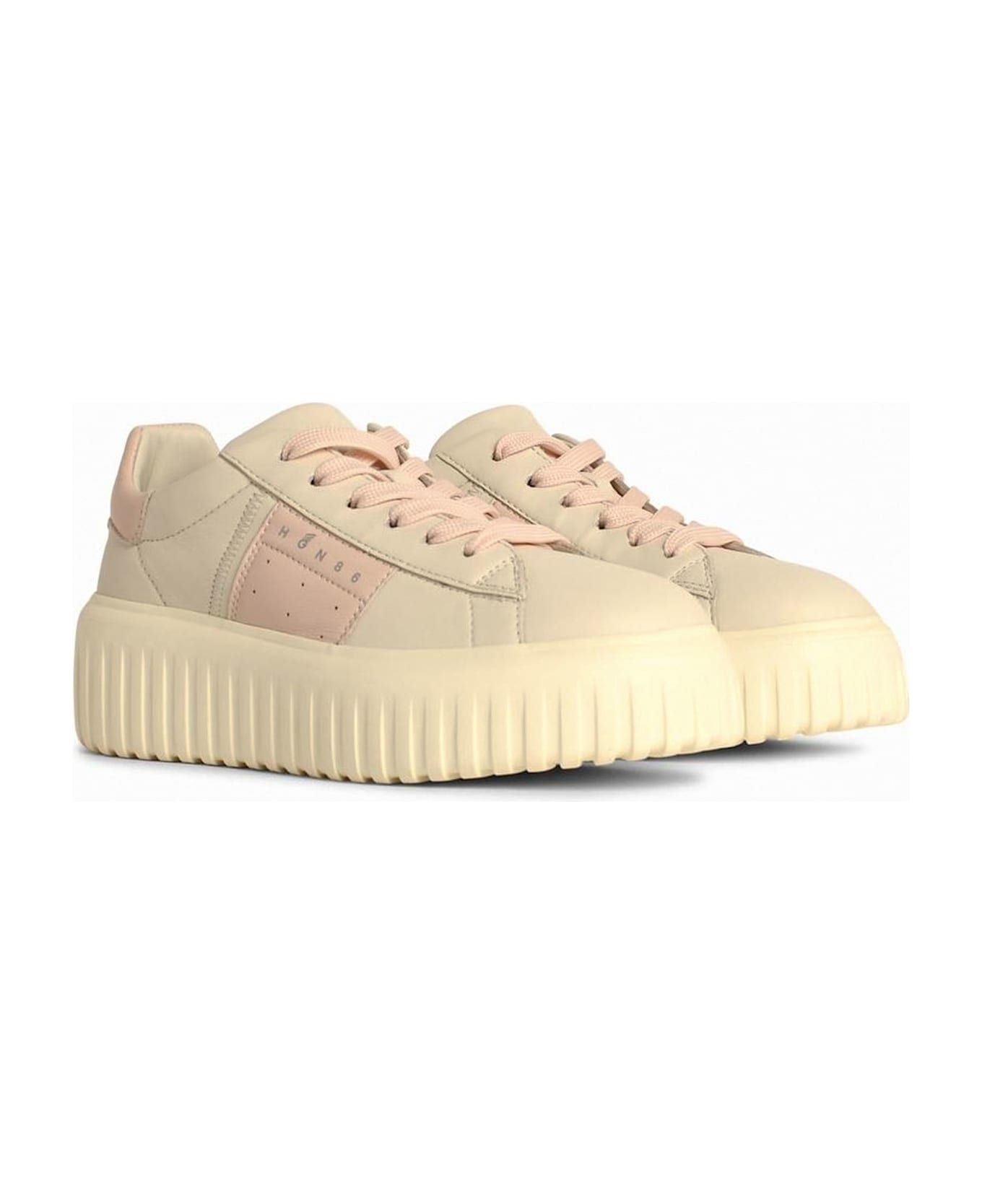 Hogan 'h Stripes' Ivory Leather Sneakers - Ivory