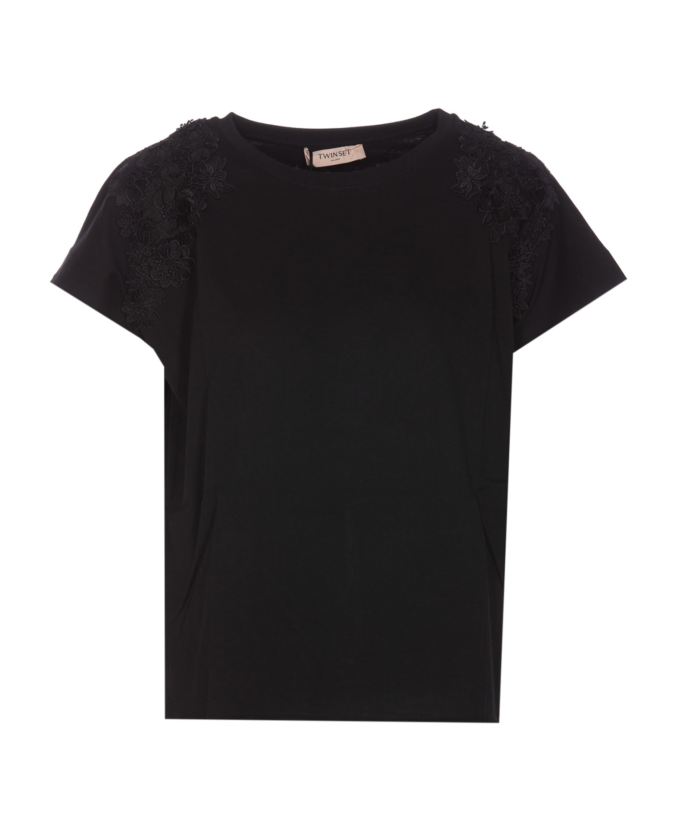 TwinSet T-shirt With Lace Details - Nero