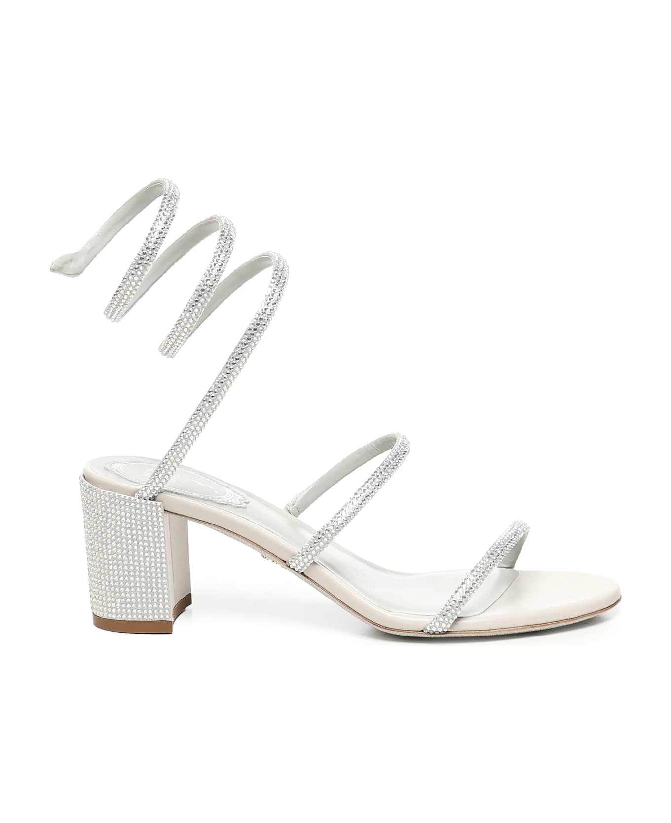René Caovilla Cleo Satin Sandals With Crystals - Silver