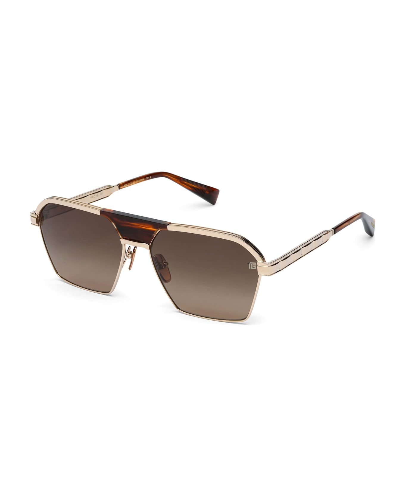 Balmain Sergeant - 12k Gold / Brown Swirl Sunglasses - brown/gold