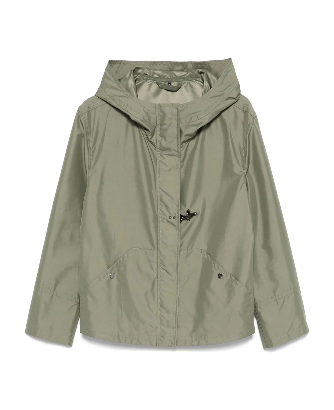 Fay Short Parka In Technical Poplin - Green