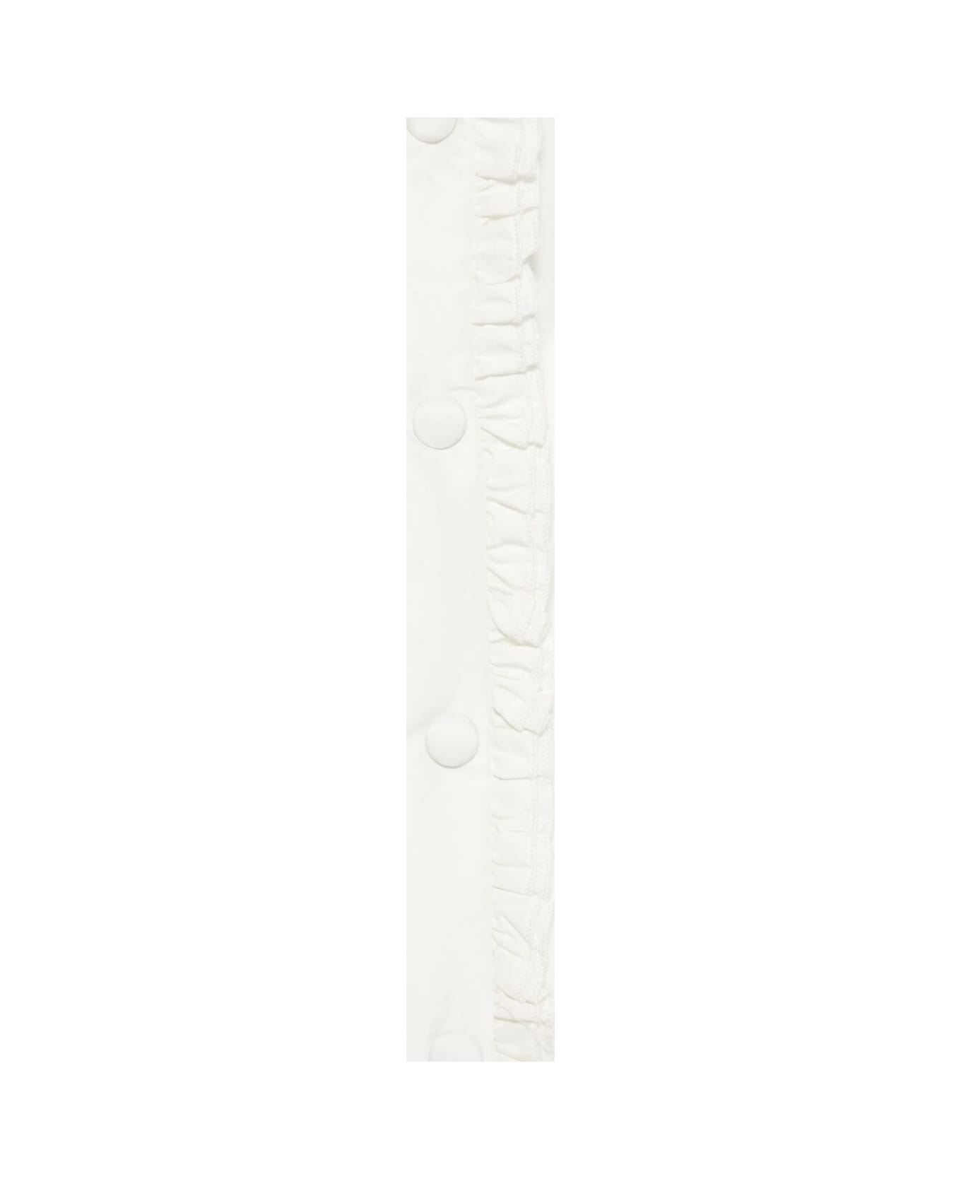 Monnalisa White Crewneck Jacket With Ruched Detail On The Front And Logo Charm In Tech Fabric Girl - White