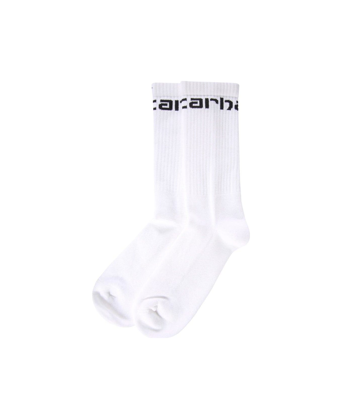 Carhartt Logo Intarsia Ribbed Socks - Bianco