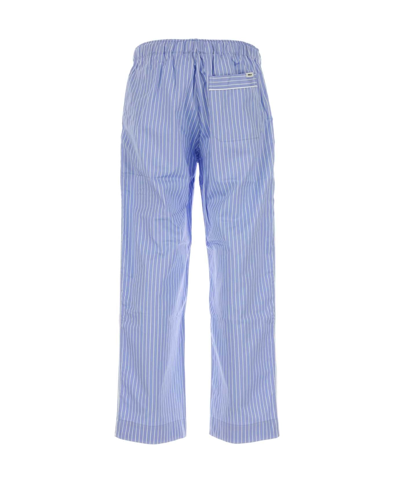 Tekla Embroidered Cotton Sateen Pant - EVENINGBLUE