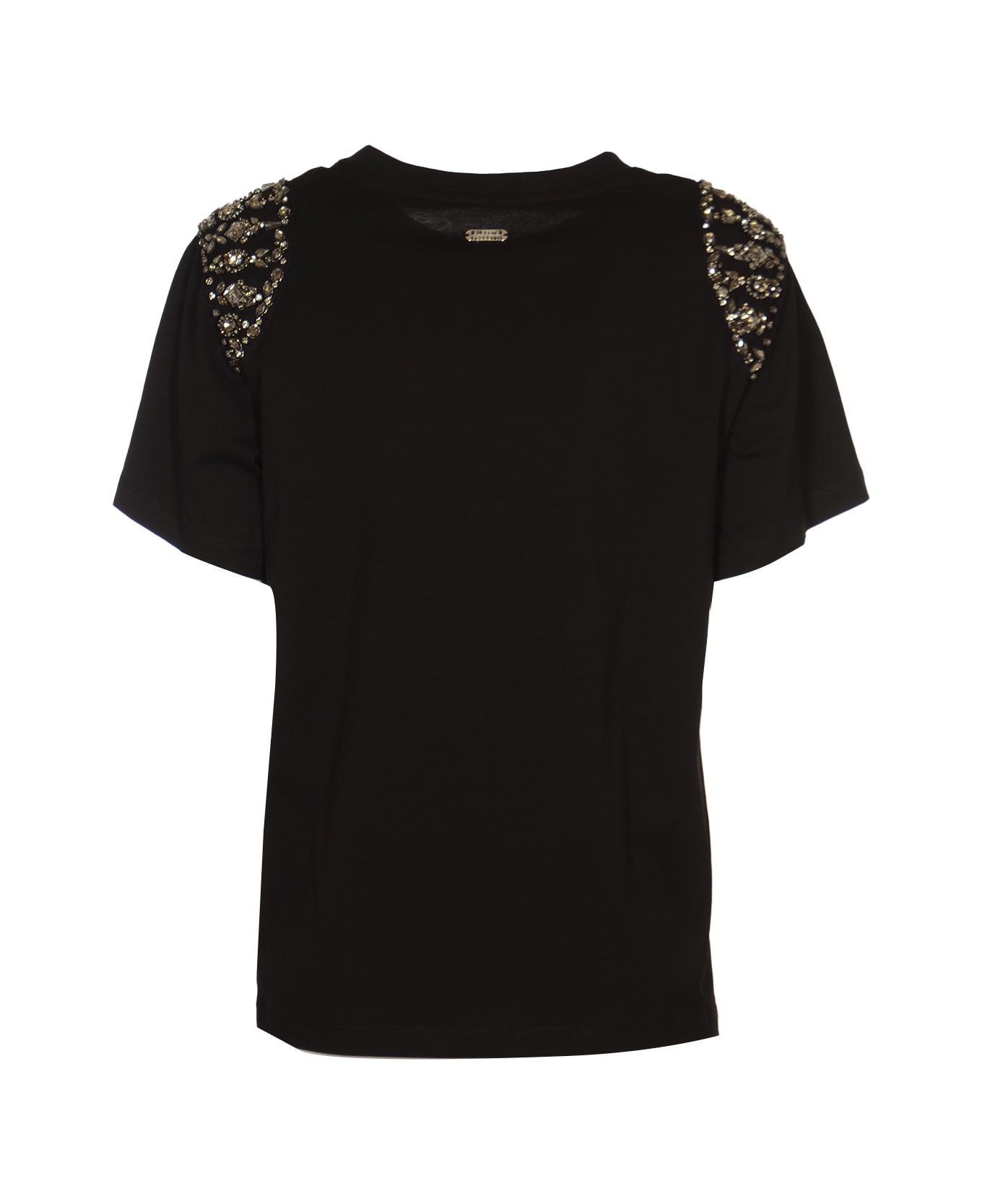 Alberta Ferretti Crystal Embellished Round Neck T-shirt - Black