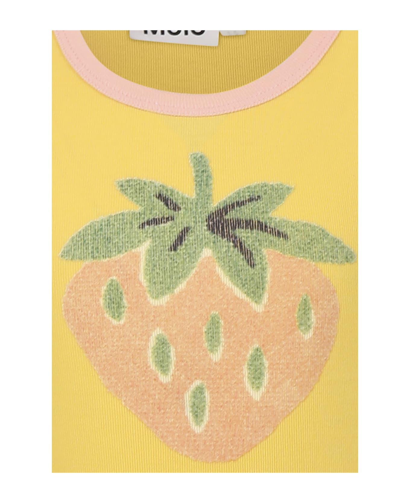 Molo Yellow Tank Top For Girl With Strawberry Print - Yellow