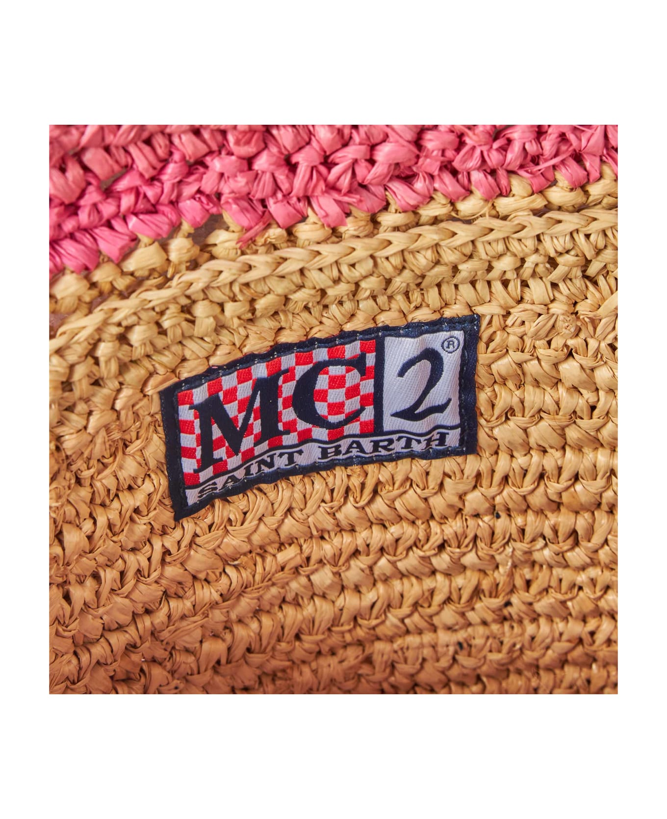 MC2 Saint Barth Raffia Striped Pouch Bag With Saint Barth Embroidery - PINK