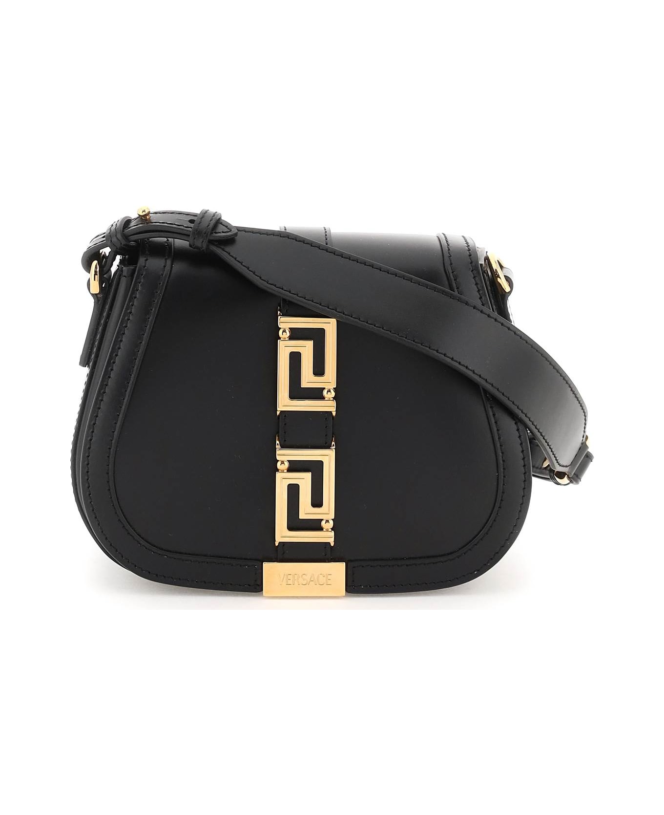 Versace Greca Goddess Leather Shoulder Bag - Black トートバッグ