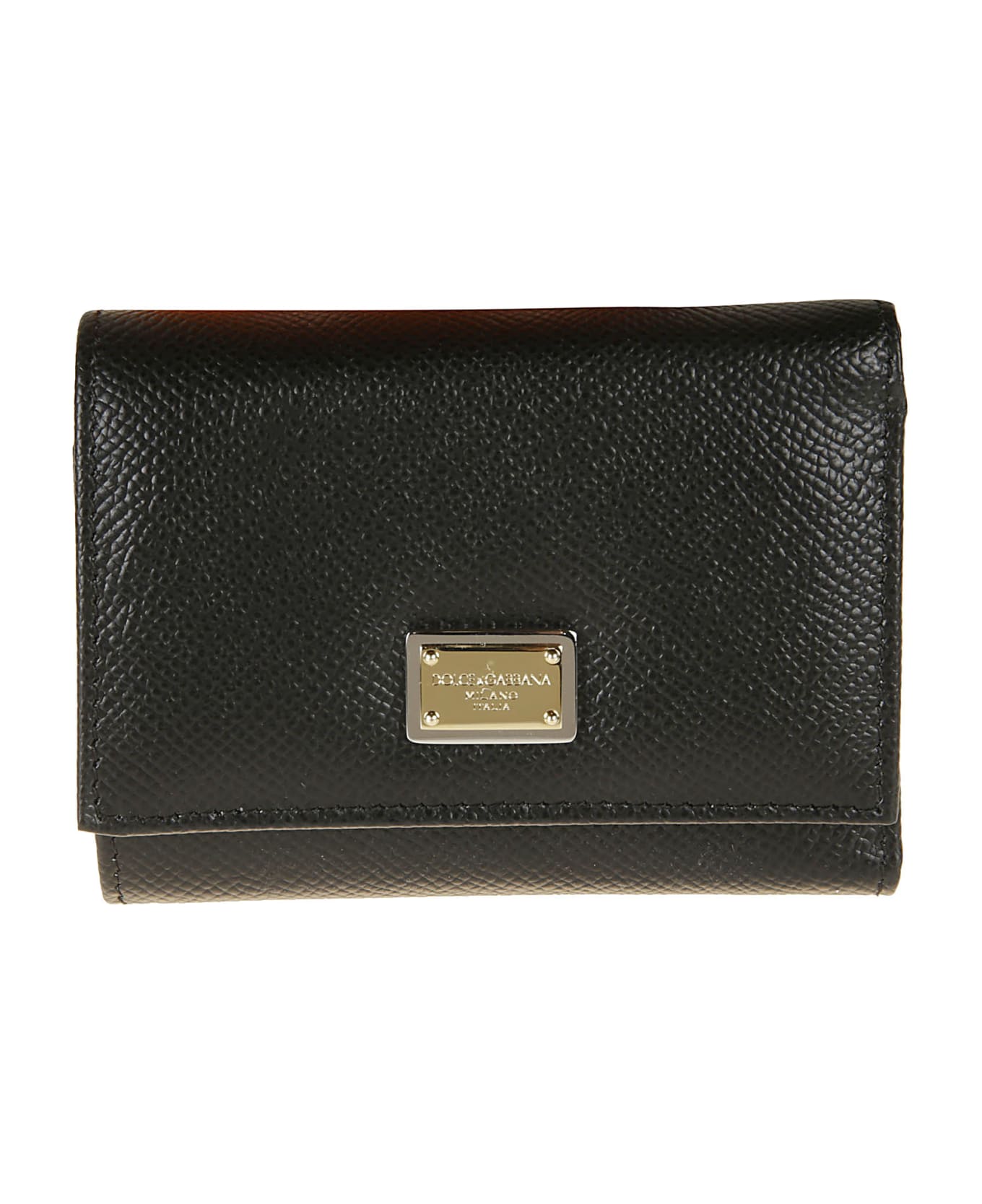 Dolce & Gabbana Logo Plaque Trifold Wallet - Black