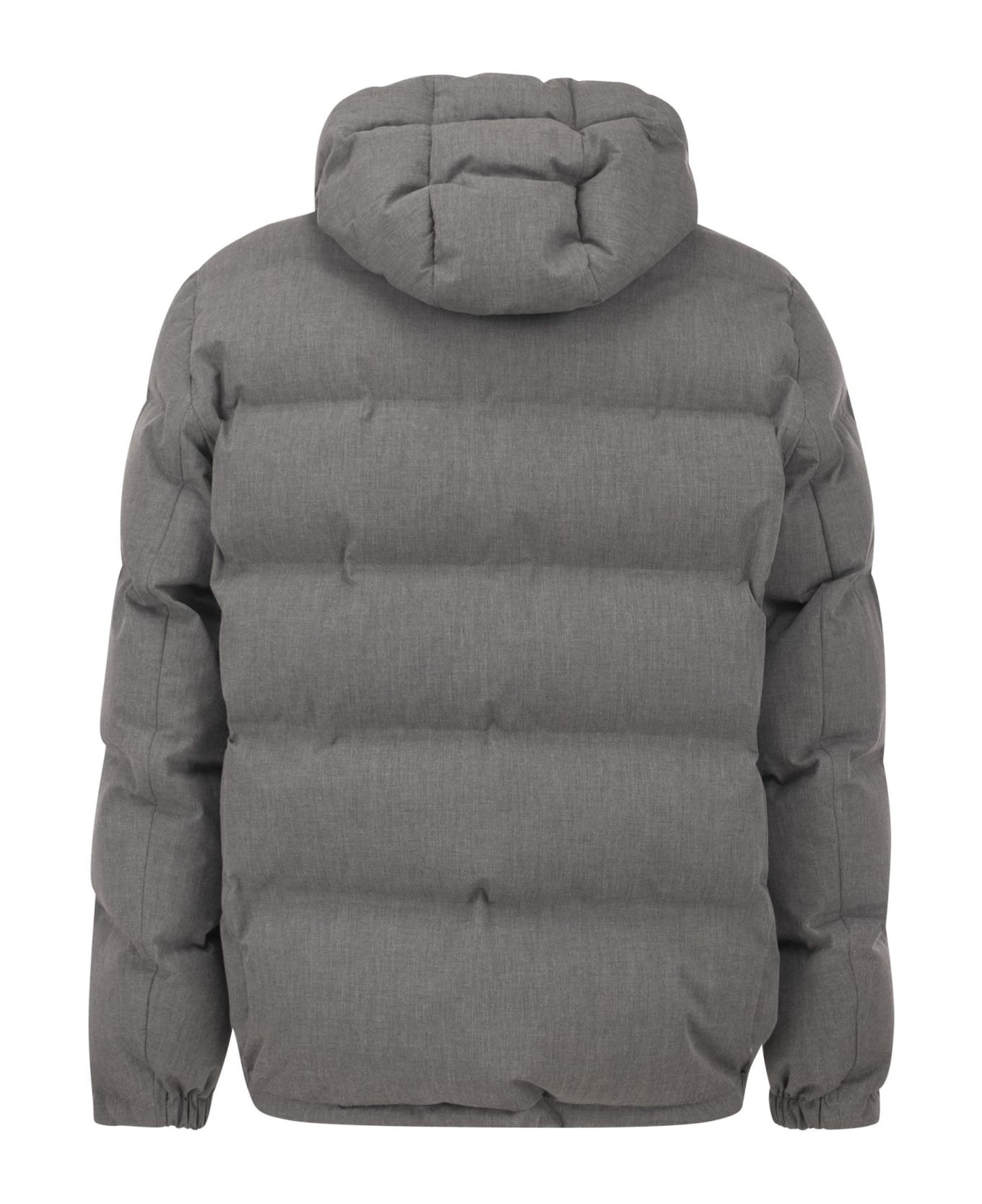 Brunello Cucinelli Thermosealed Down Jacket With Hood - Grigio