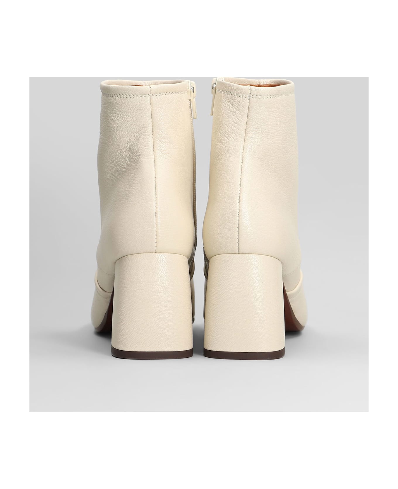 Chie Mihara Sonli High Heels Ankle Boots In Beige Leather - beige