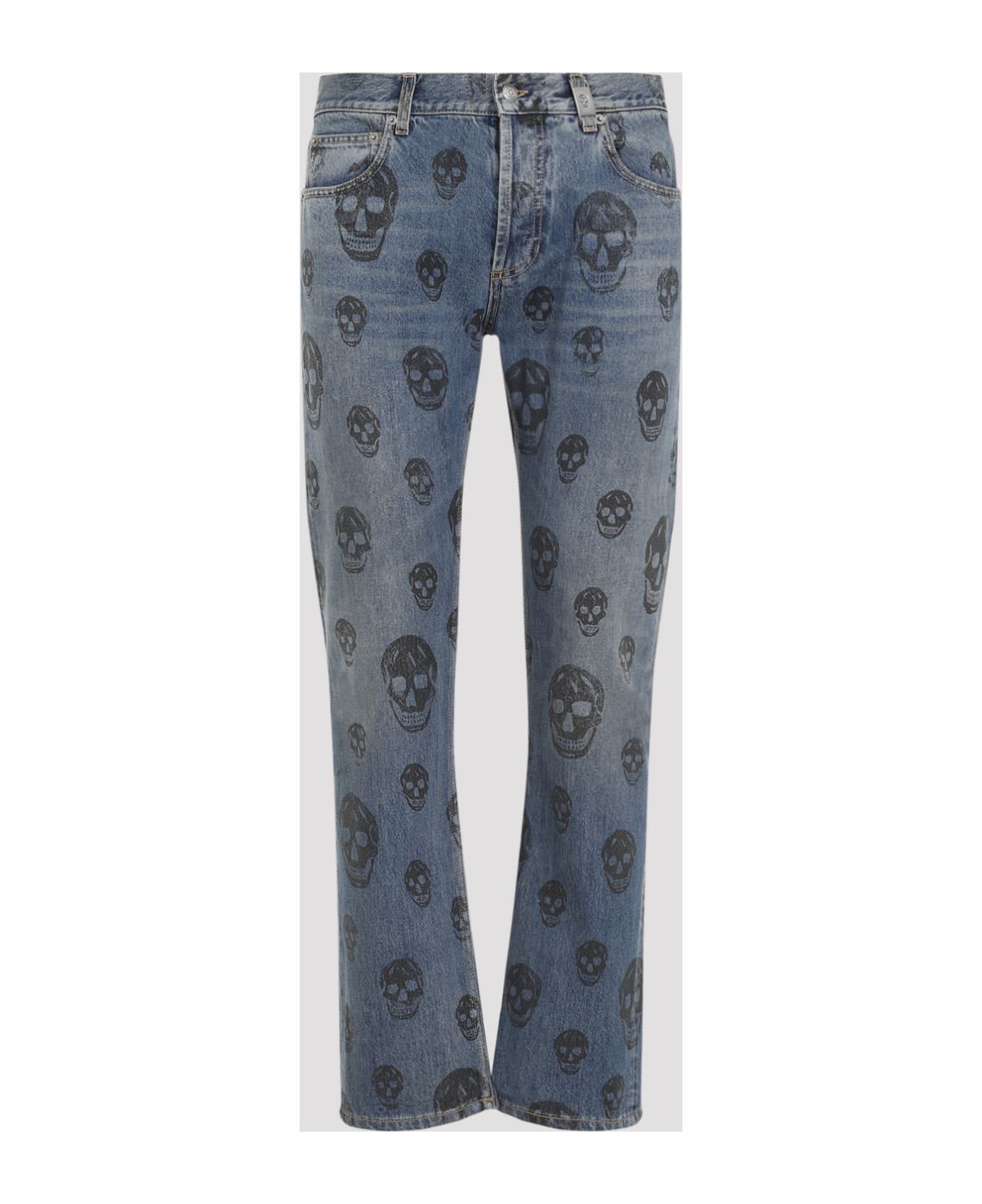 Alexander McQueen Skull Print Jeans - Blue Washed Black