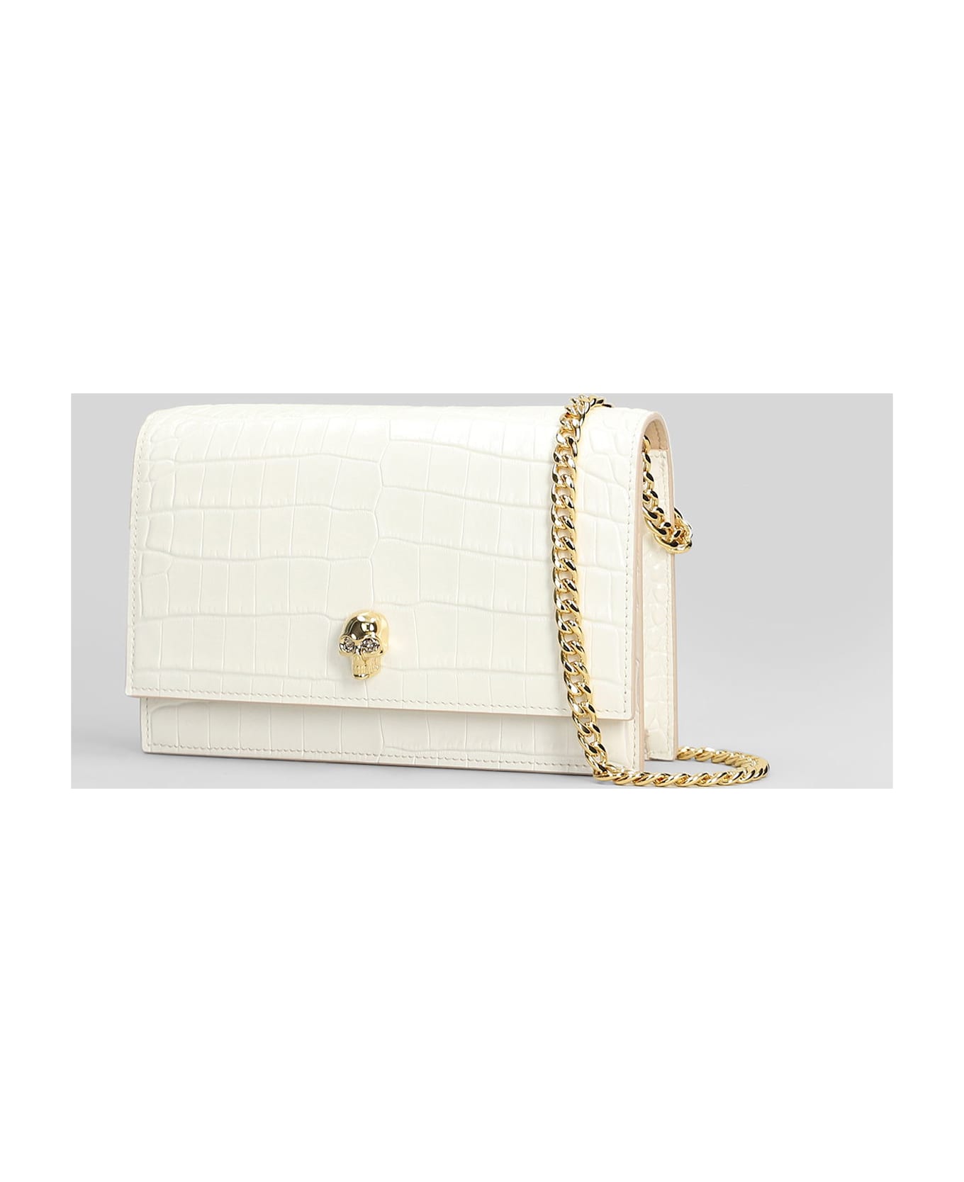 Alexander McQueen Small Skull Bag Shoulder Bag In White Leather - white