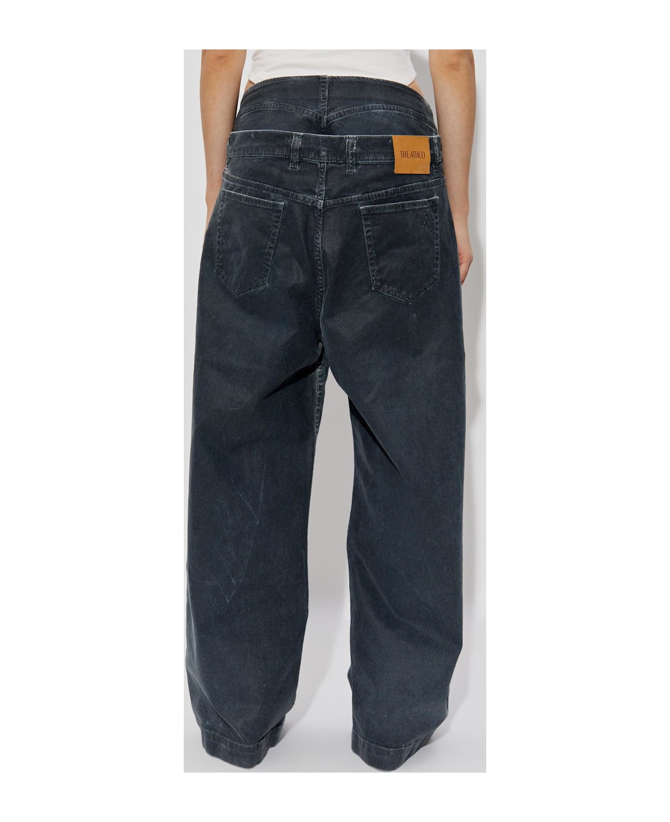 The Attico Waxed Wide-leg Jeans - CHARCOAL