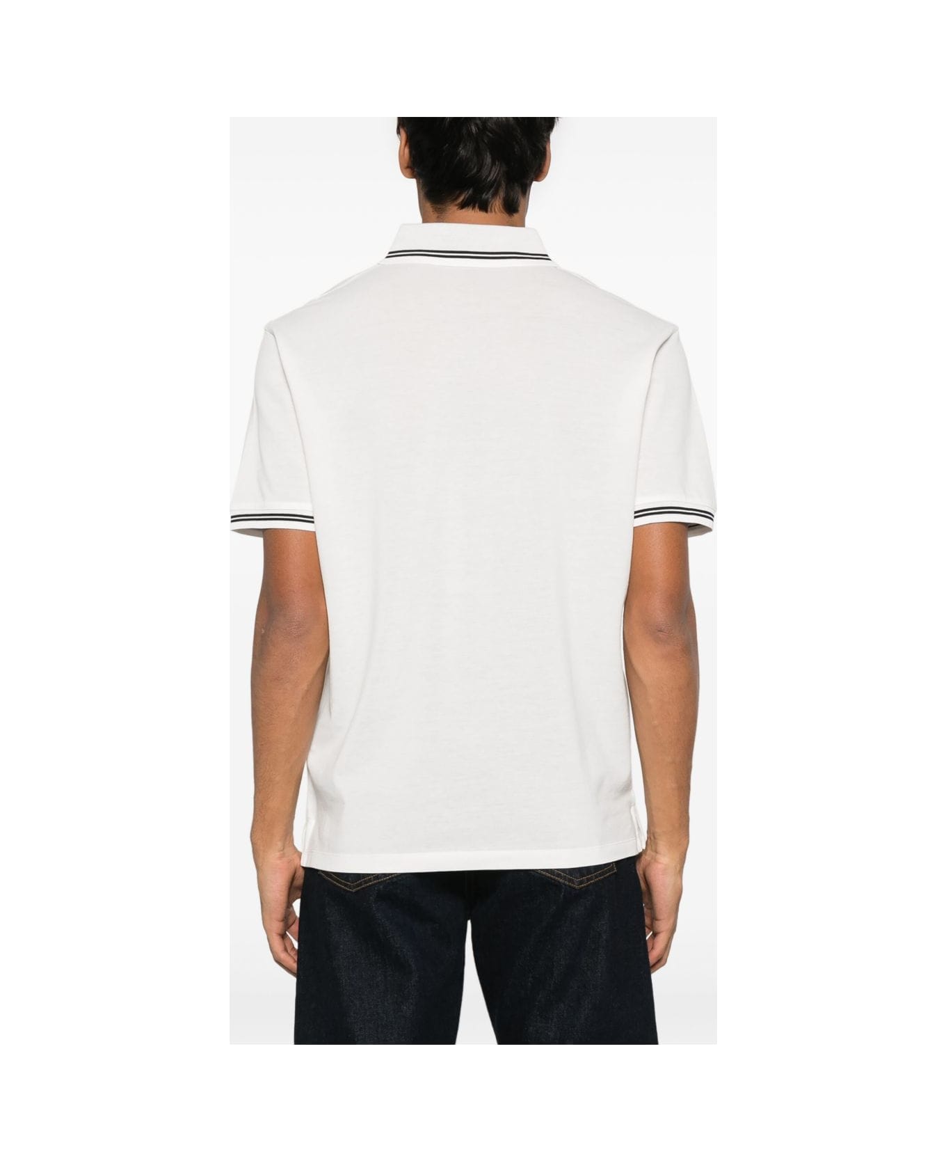 Emporio Armani Logo Cotton Polo Shirt - White