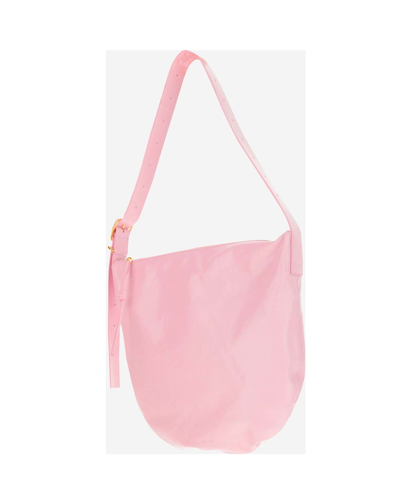 Jil Sander Crinkled Leather Medium Shoulder Bag - Pink