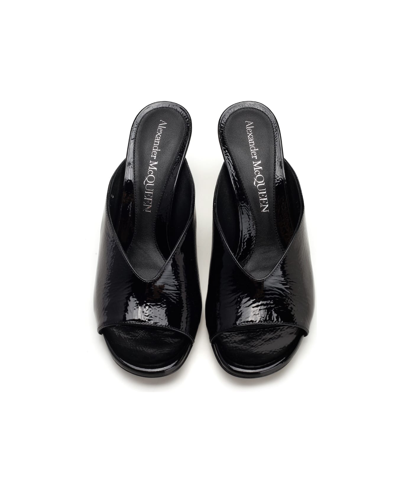 Alexander McQueen Lacquered Leather Mules - Black