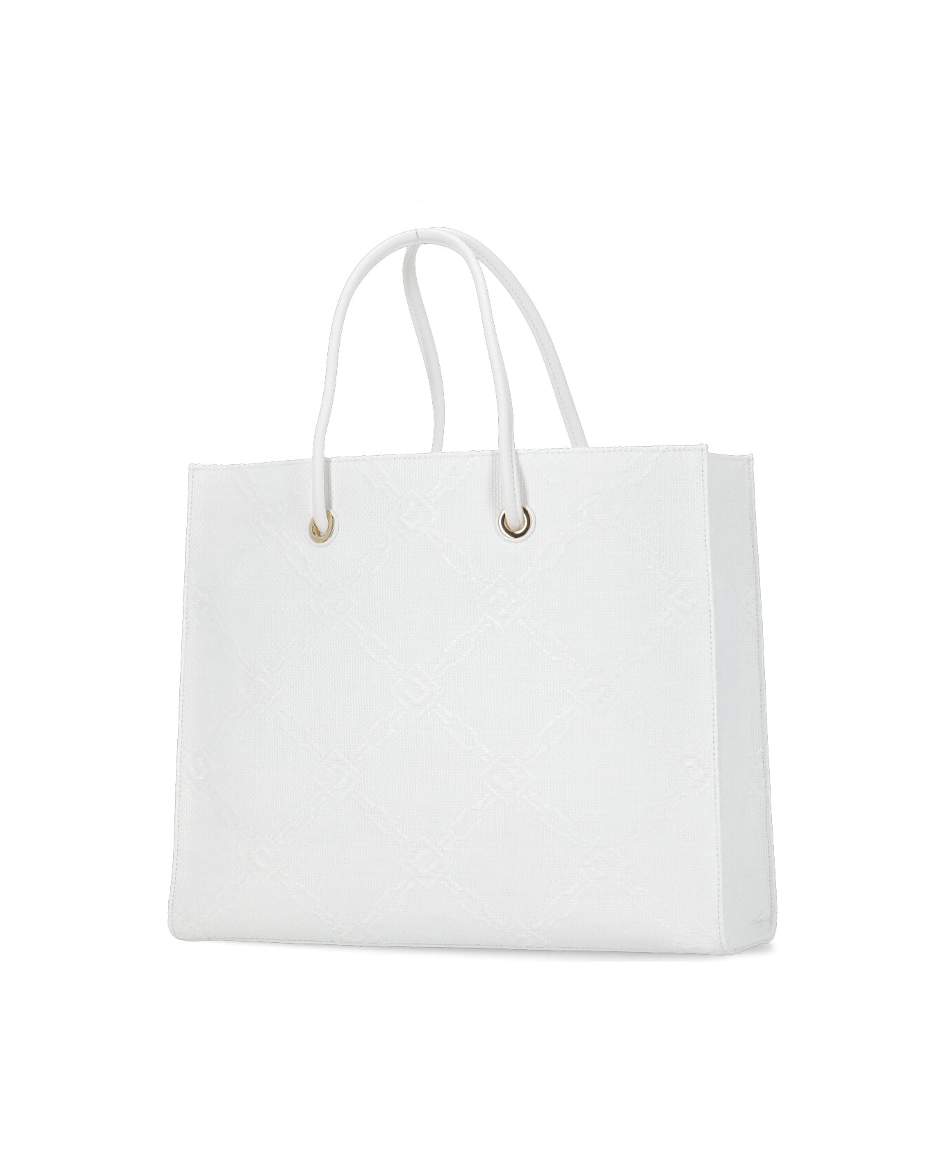Elisabetta Franchi Tote Rafia Bag - Ivory