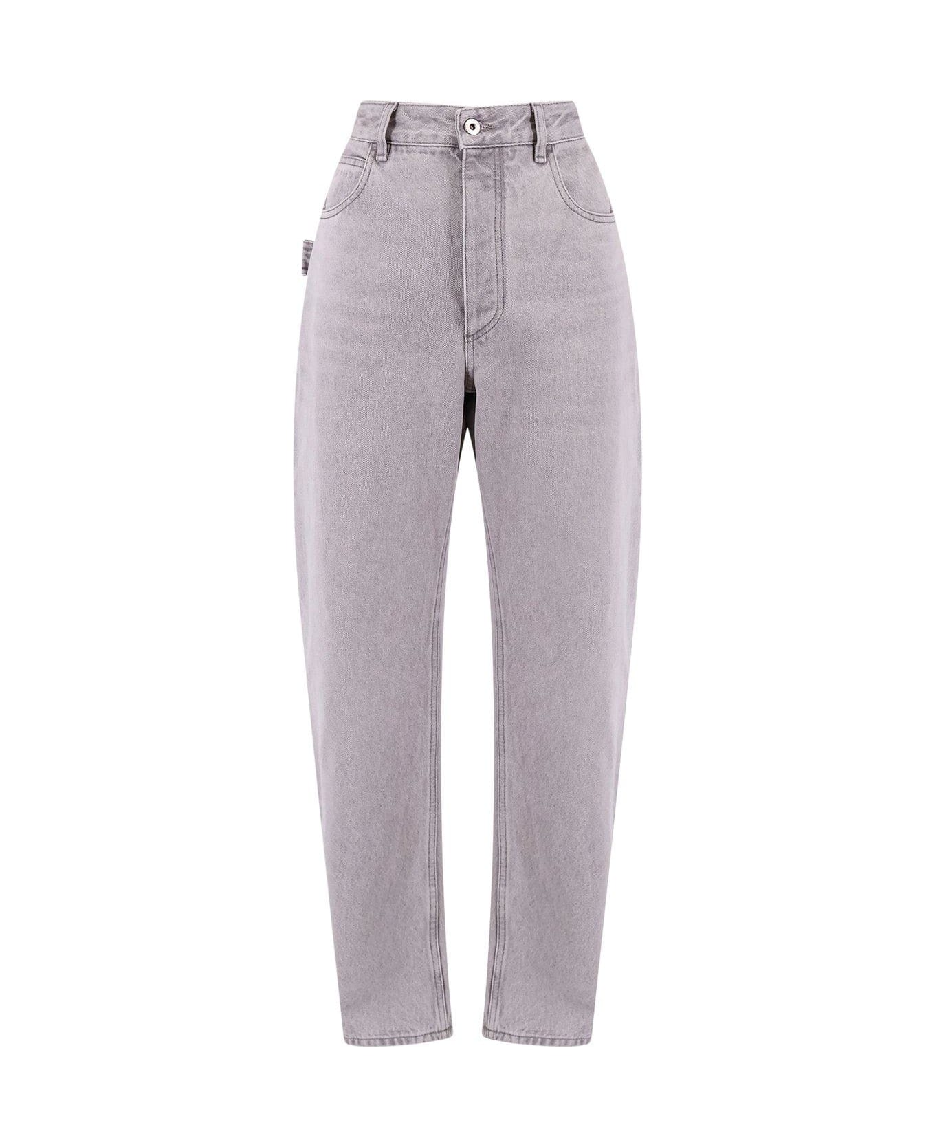 Bottega Veneta Washed Rounded Leg Denim Trousers - Grey