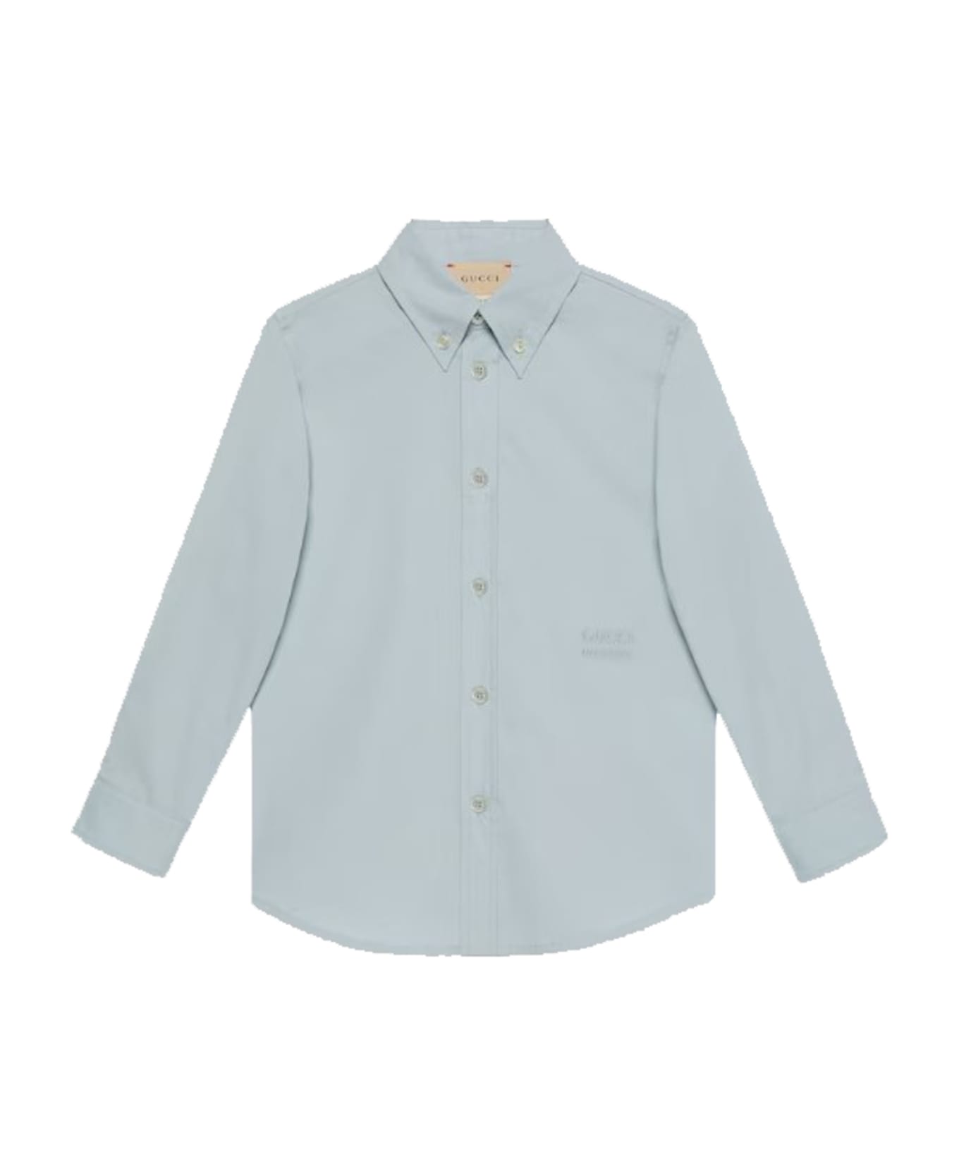Gucci Cotton Shirt With Embroidery - Light blue