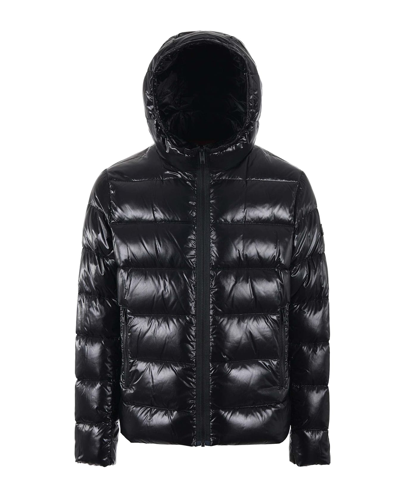 Fay Double Front Feather Jacket In Nylon - Black