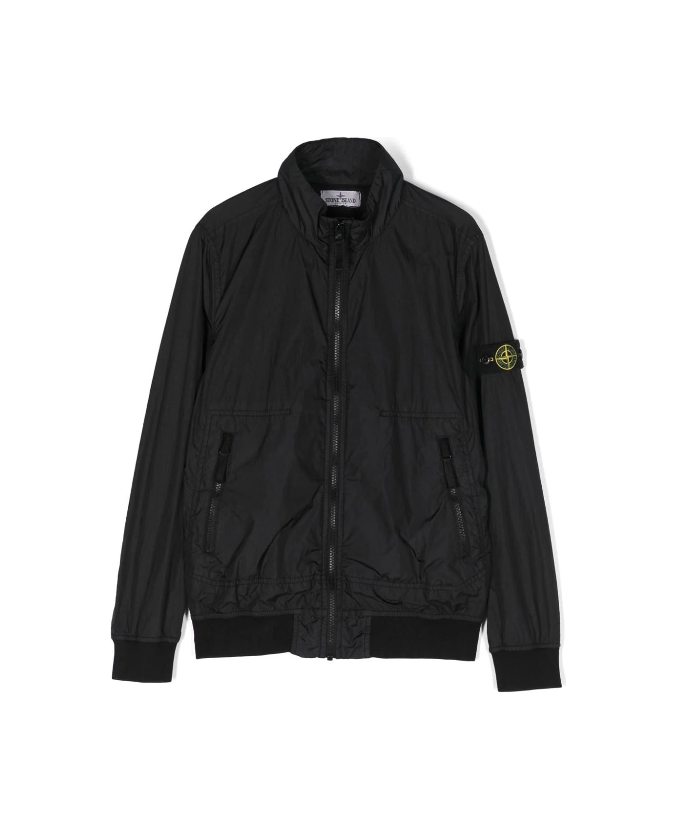 Stone Island Junior Jacket In Black Nylon Lightweight Reps - Black