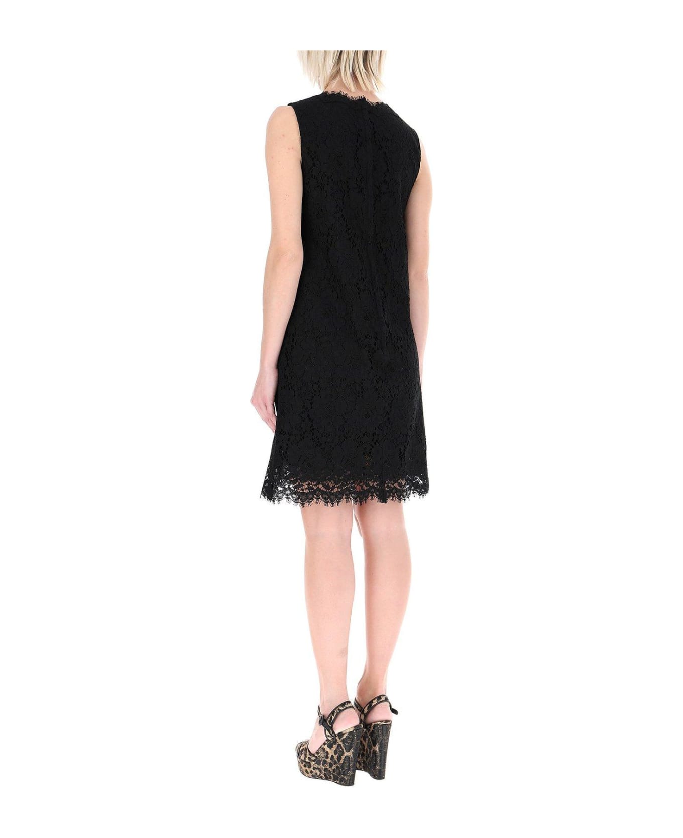 Dolce & Gabbana Lace Sleeveless Mini Dress - NERO