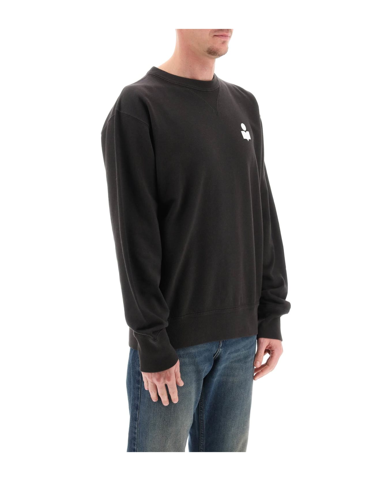 Isabel Marant Long-sleeved Crewneck Sweatshirt - FADED BLACK ECRU (Black)