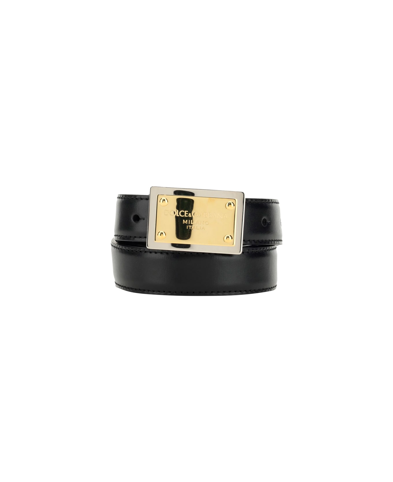 Dolce & Gabbana Leather Belt With Logo - Nero ベルト