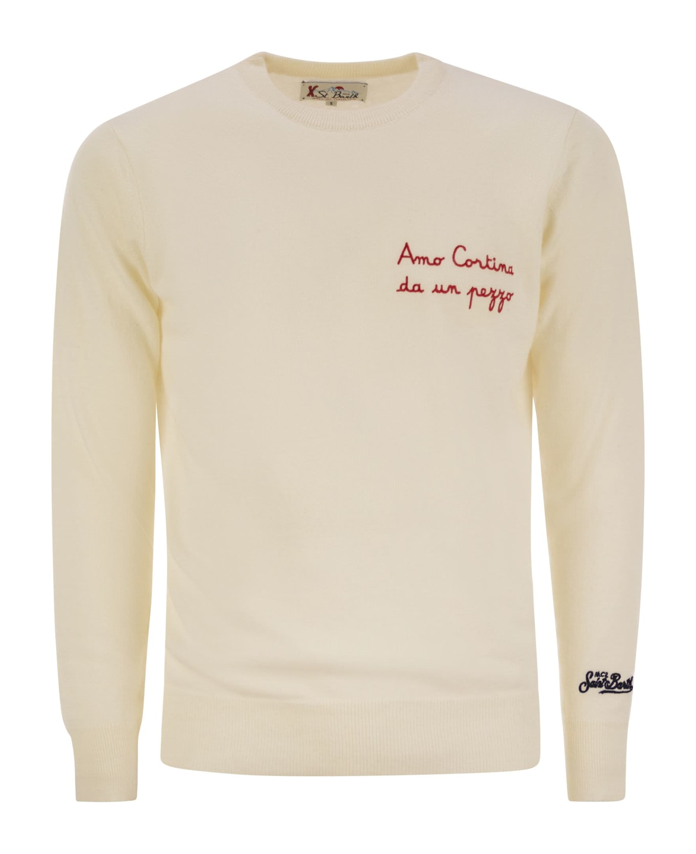 MC2 Saint Barth Amo Cortina Da Un Pezzo Sweater In Wool And Cashmere Blend - White