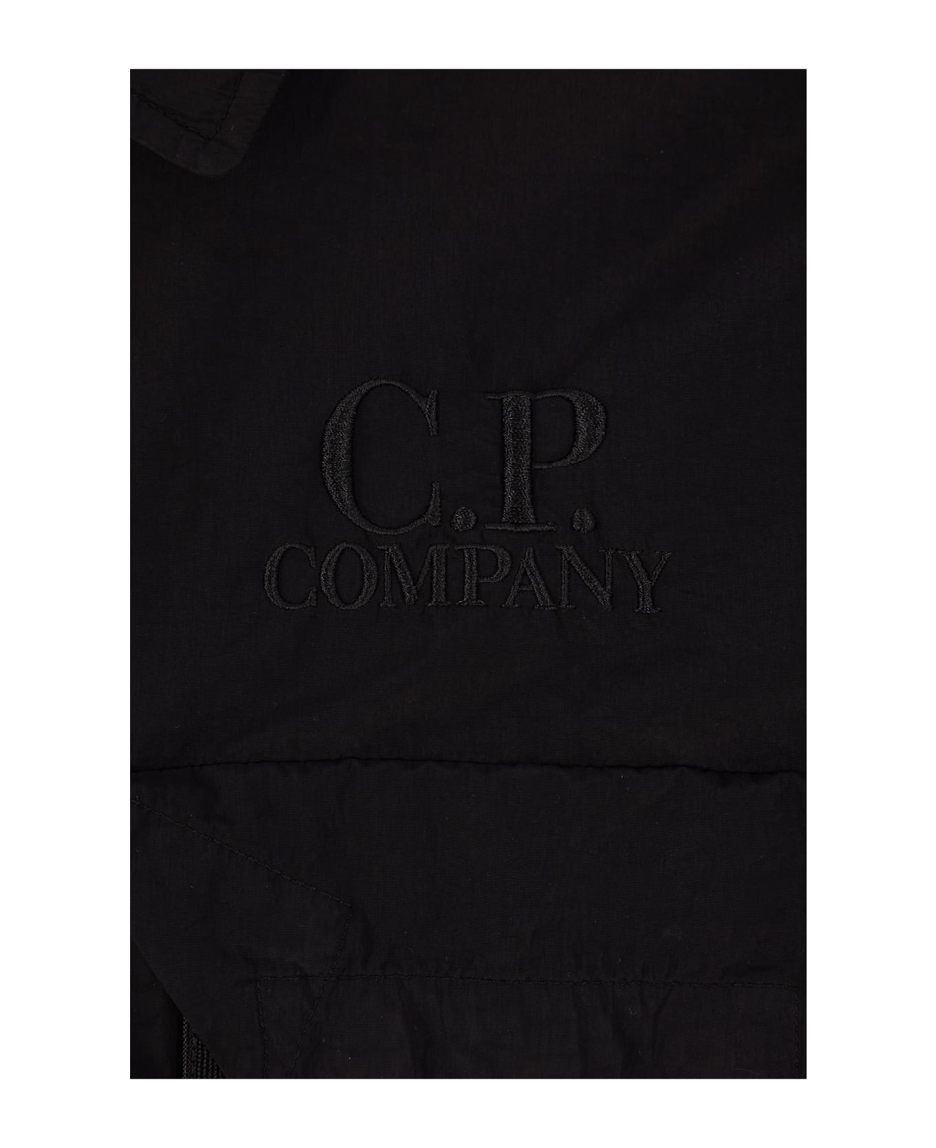 C.P. Company Goggle Overshirt In Flatt Nylon - BLACK