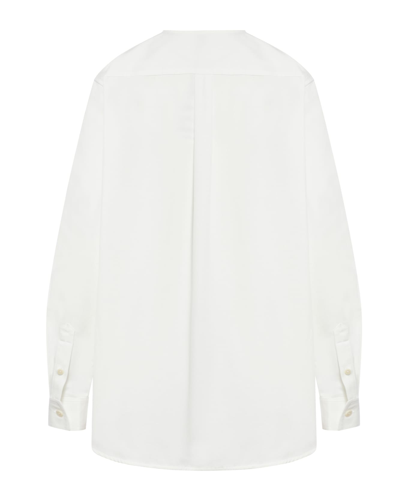 Totême Collarless Cotton-twill Shirt - White