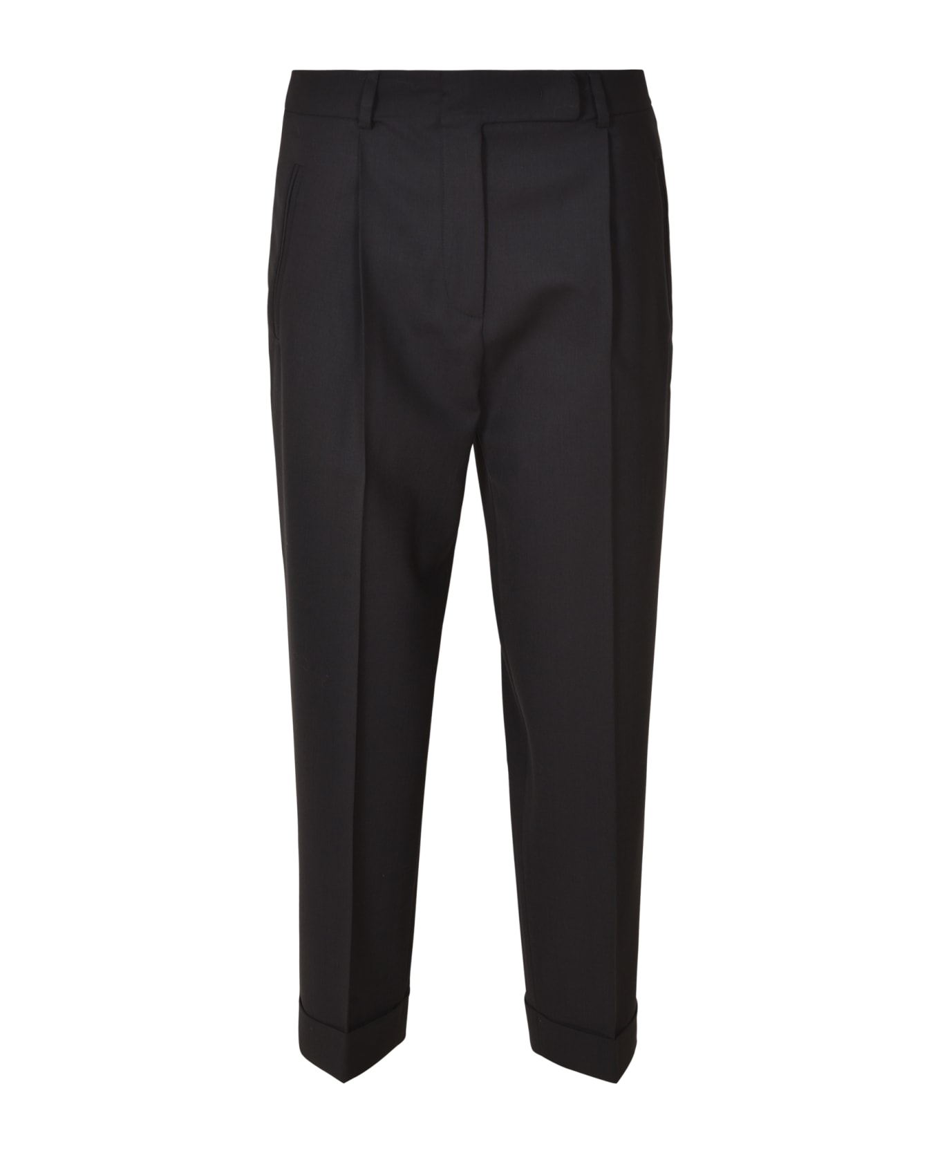 QL2 Wrap Fitted Trousers strap-detail - Navy
