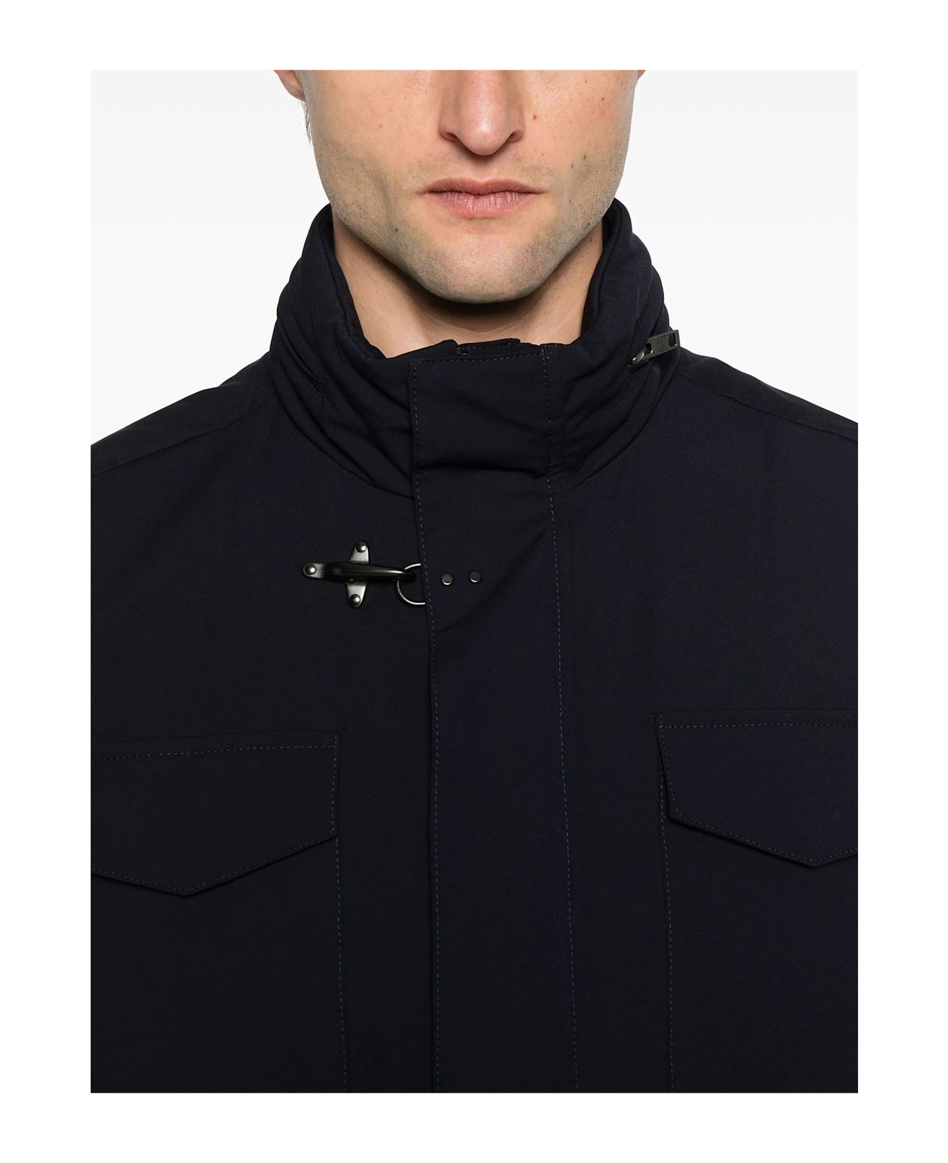 Fay Short Nylon Stretch Field Jacket - Blue