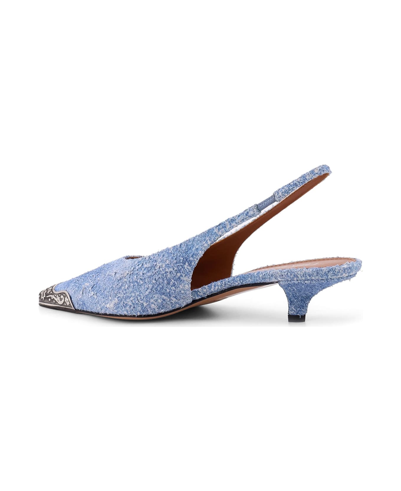 Paris Texas Denim Slingback With Metal Toe - Blue