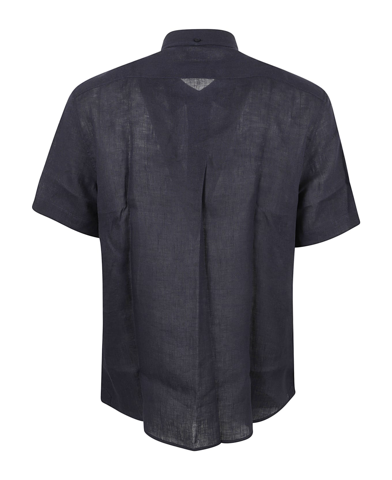 Brunello Cucinelli Round Hem Patched Pocket Plain Shirt - Navy