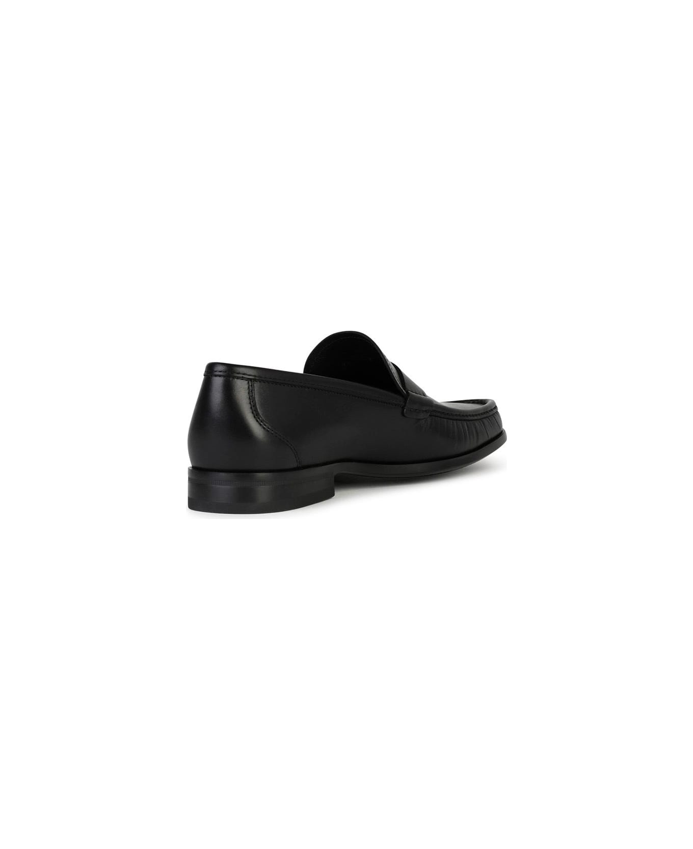 Ferragamo 'caspian' Black Leather Loafers - Black