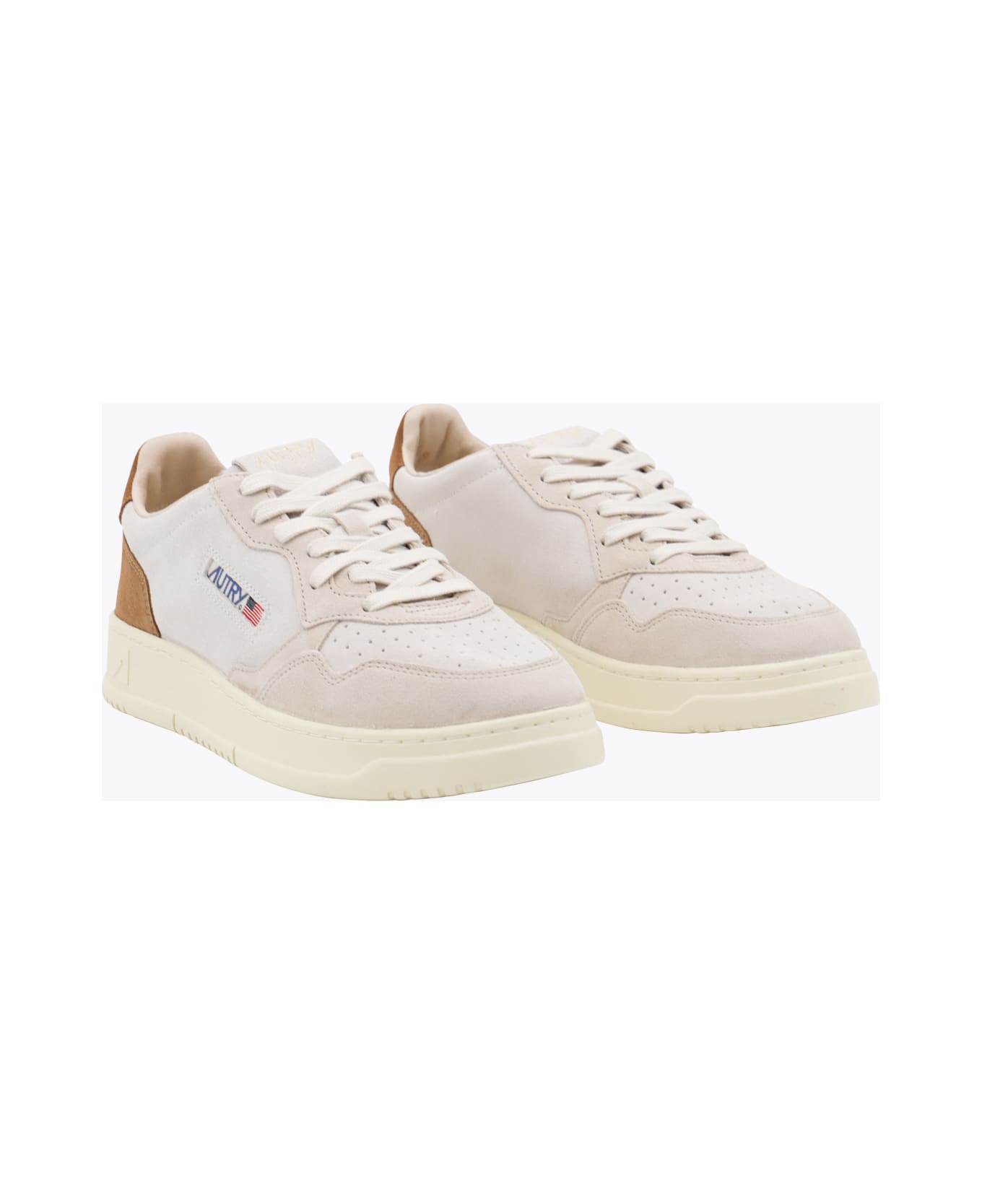 Autry Beige And Brown Leather Medalist Sneakers - BEIGE/CIGAR