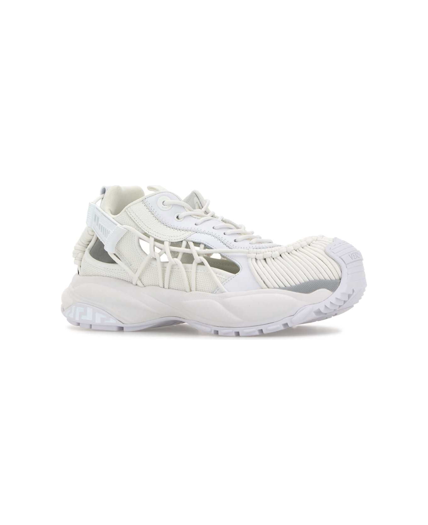 Versace White Leather And Fabric Mercury M_vs_01 Sneakers - WHITE