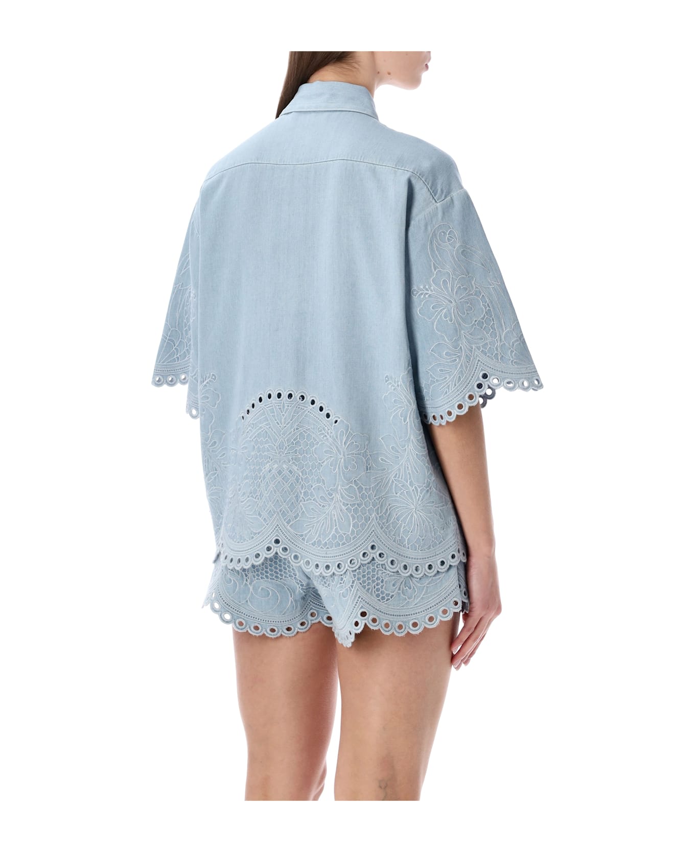 Zimmermann  daylight Embroidered denim shirt - ICE STORM