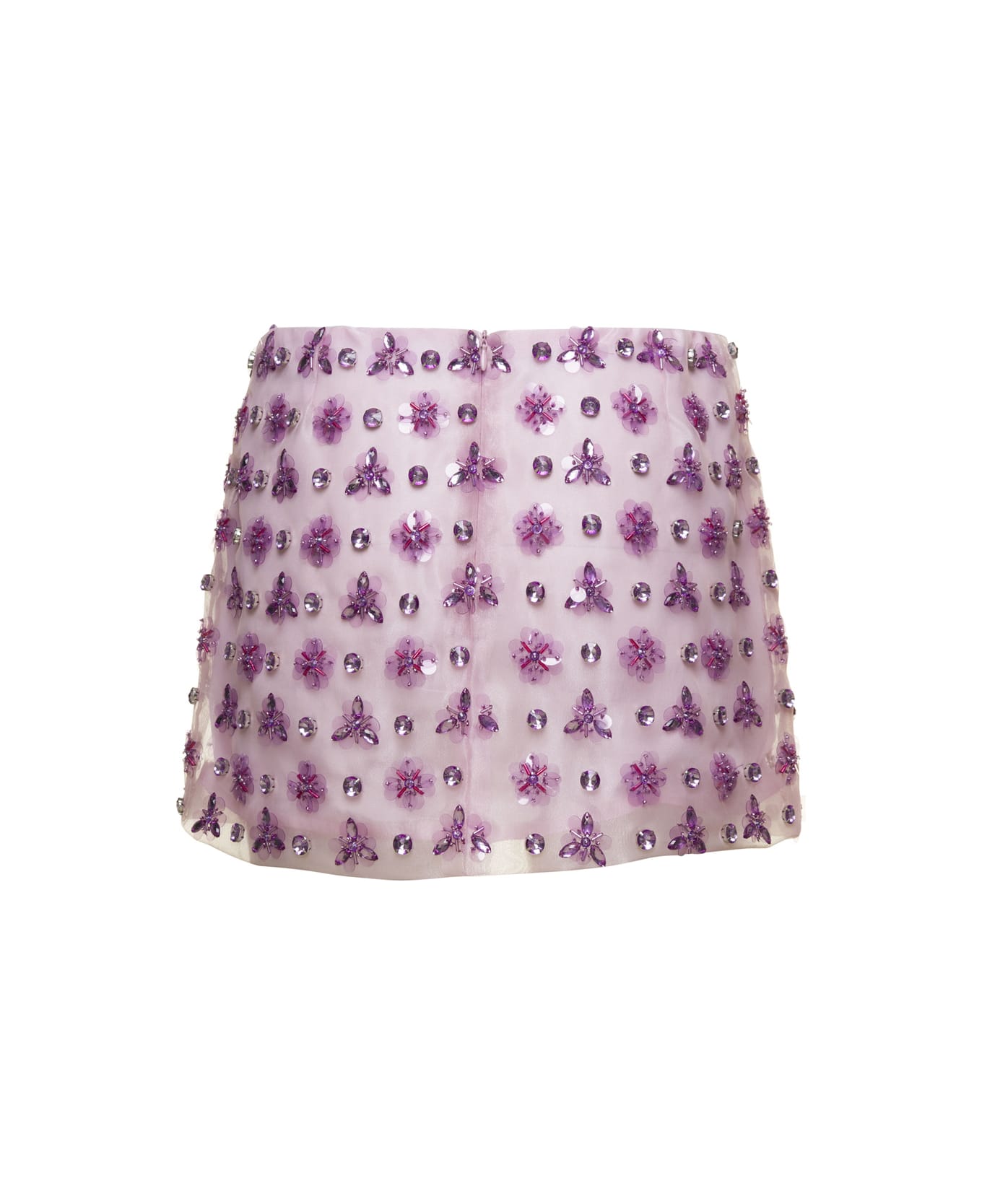 Des Phemmes Pink Geometric Mini Skirt With Crystal Embellishment In Organza Woman - Violet スカート
