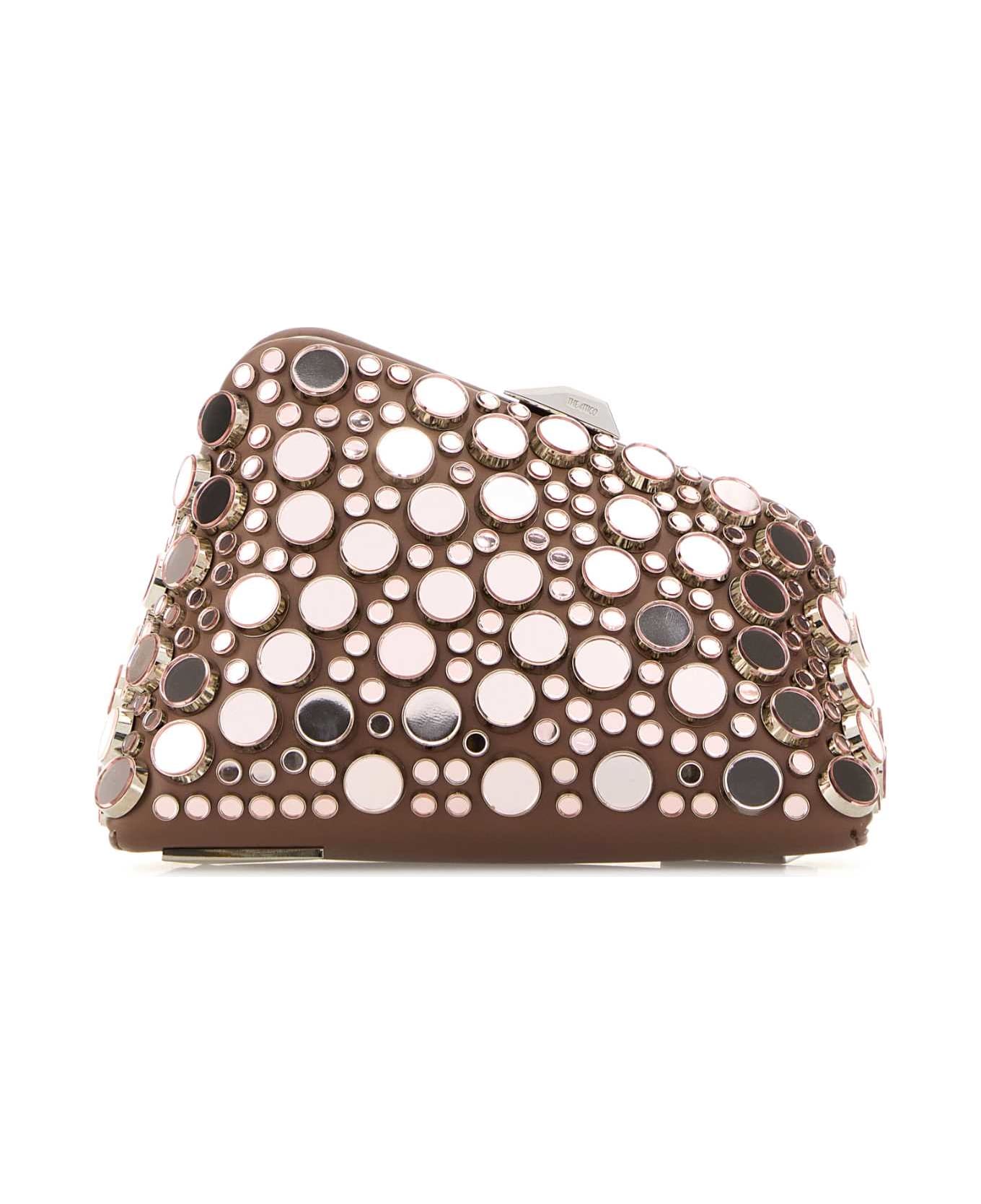 The Attico Embellished Leather Midnight Clutch - MUD