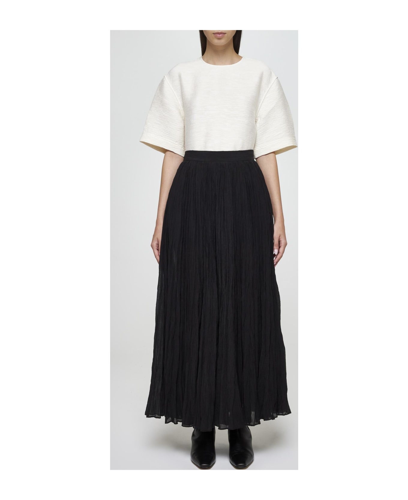 Totême Cotton-blend Pleated Long Skirt - Black