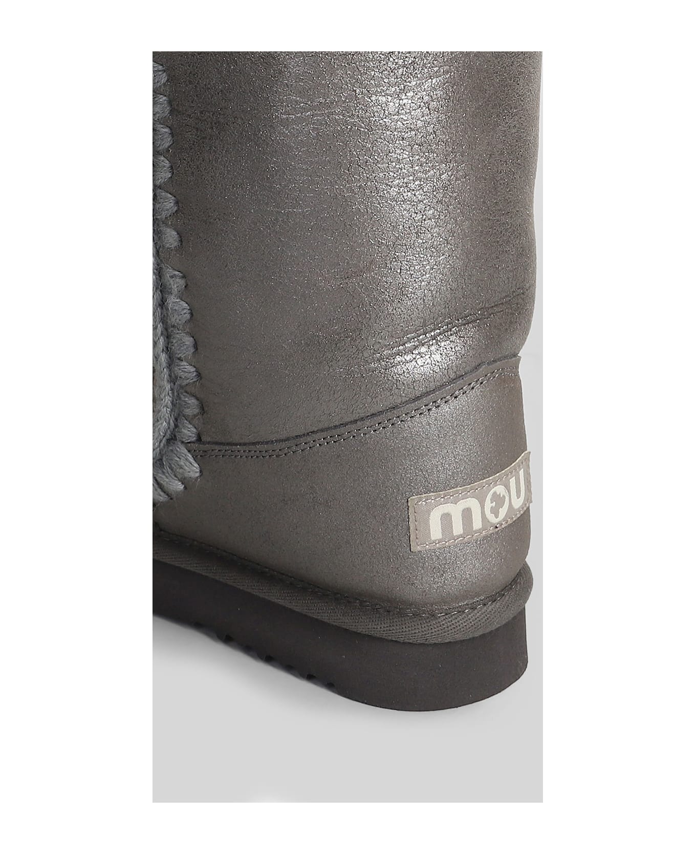 Mou Eskimo 40 Low Heels Boots In Grey Suede - grey