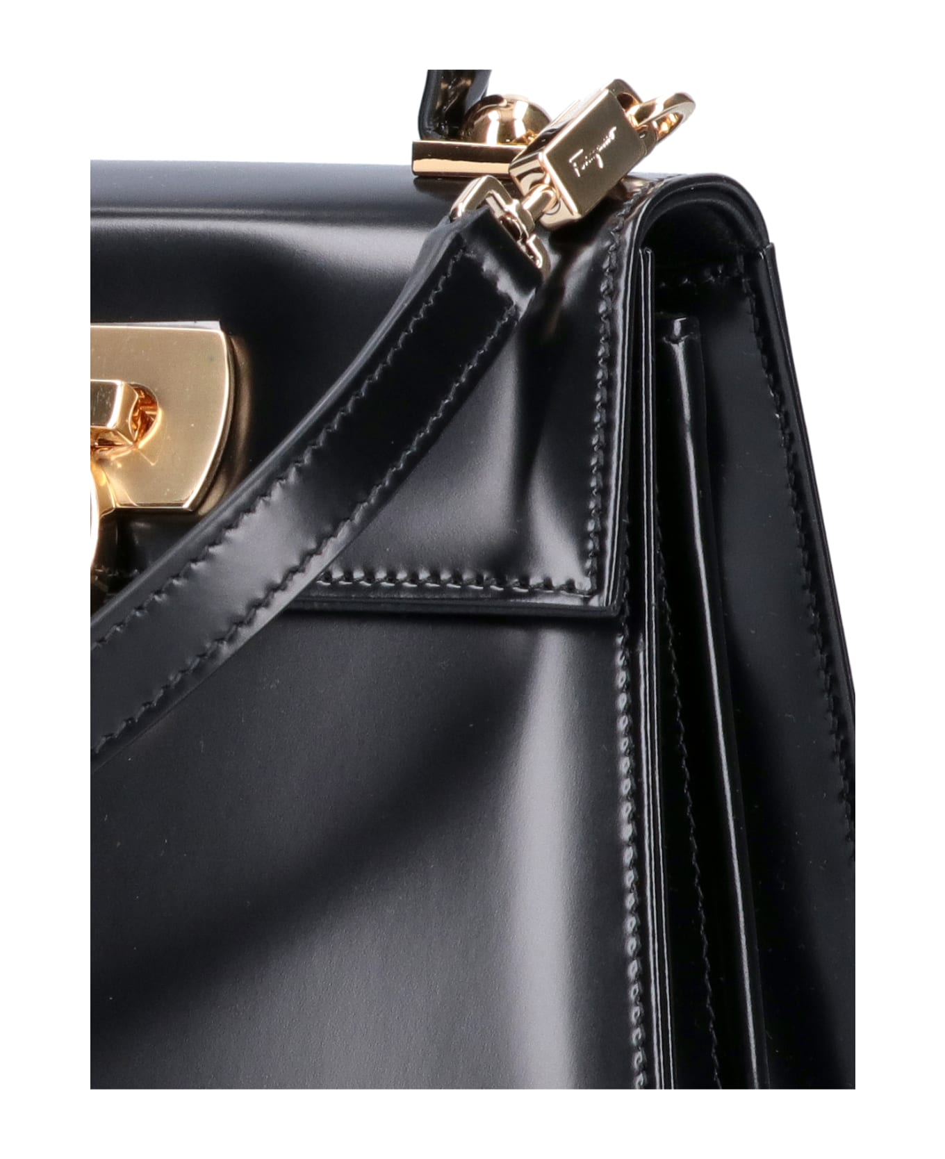 Ferragamo 'gancini' Top Handle Bag - Black  