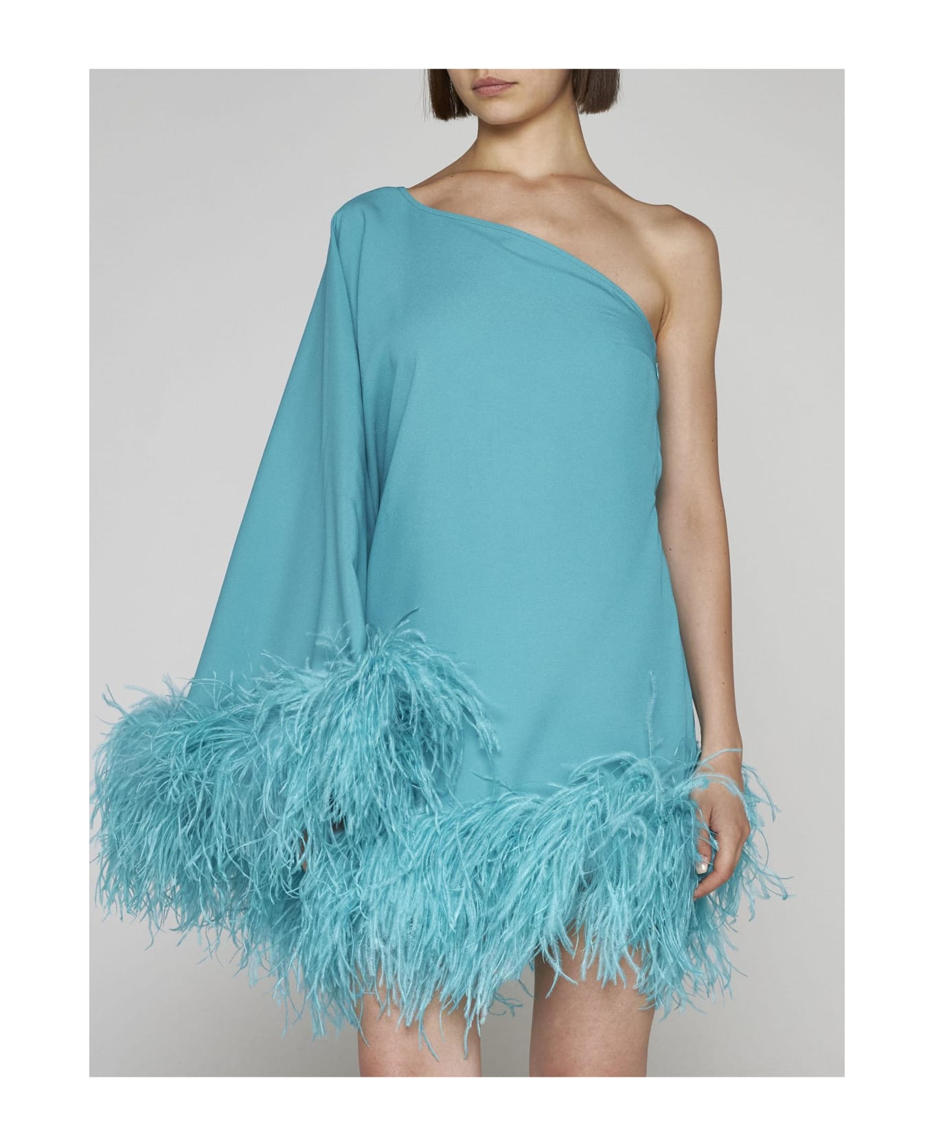 Taller Marmo Ubud Feathered Viscose-blend Dress - Clear Blue