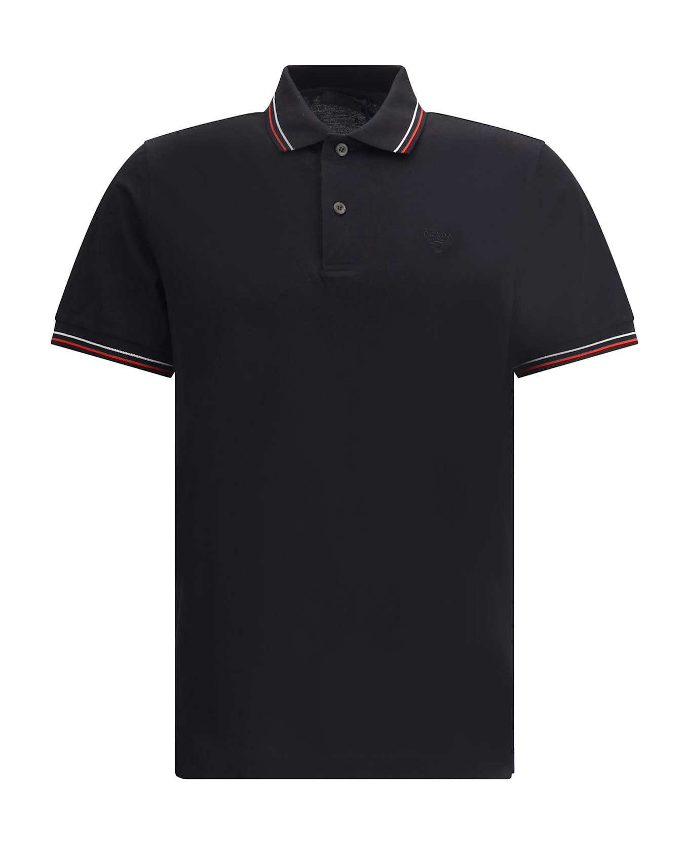 Prada Logoed Polo Shirt - Nero+rosso