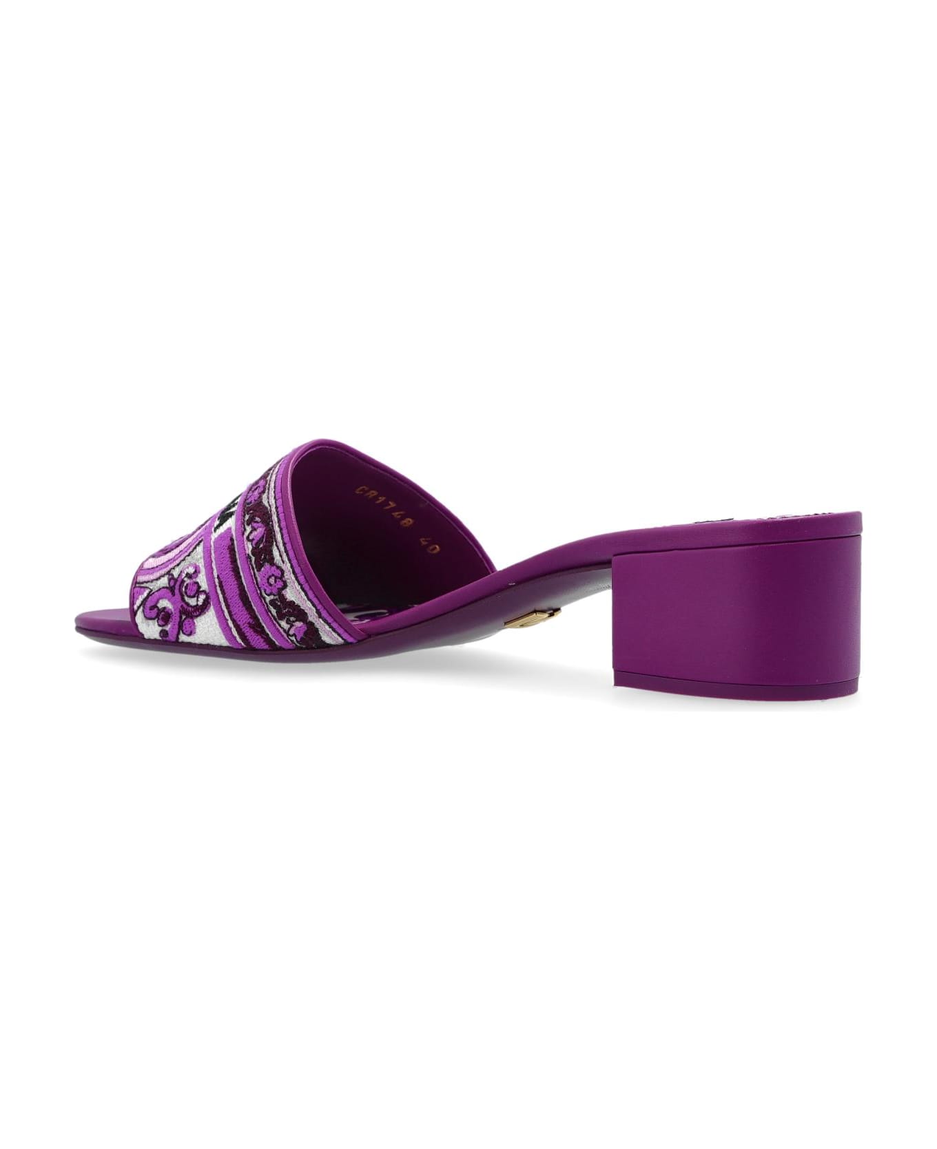 Dolce 
Gabbana Heeled Mules With 
majolica
 Pattern - Purple