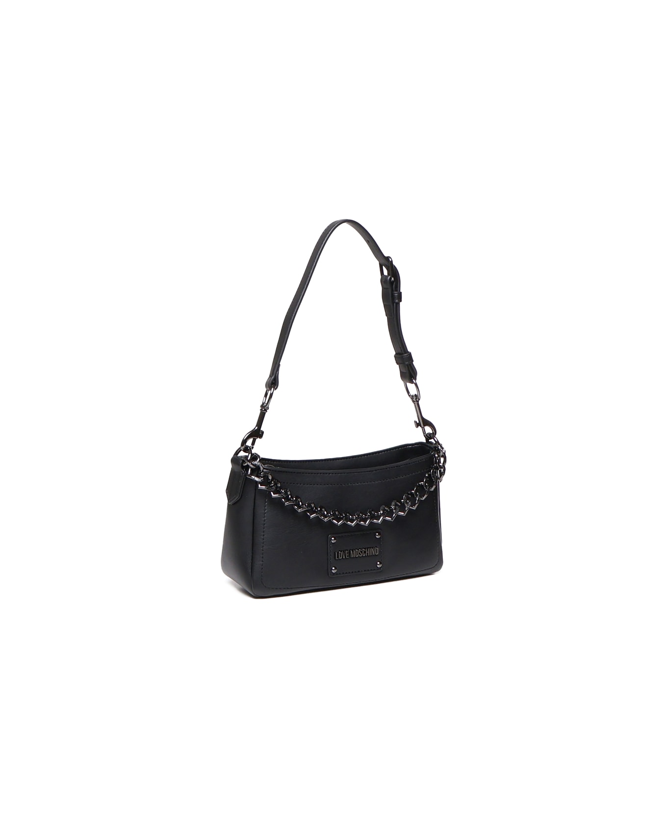 Love Moschino Love Handbag With Ton Sur Ton Chain - Black