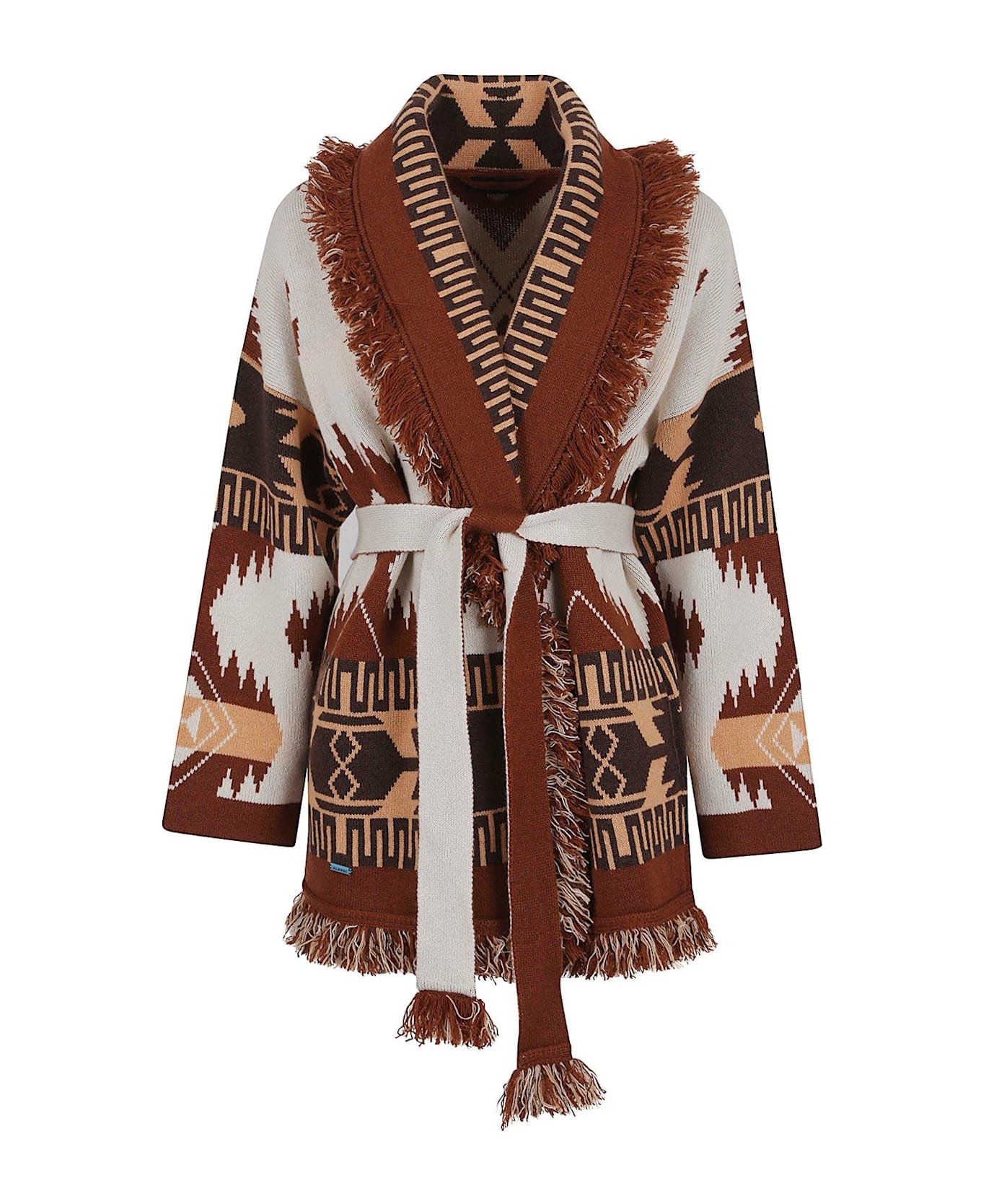 Alanui Jacquard Long-sleeved Cardigan - Chalk Pecan
